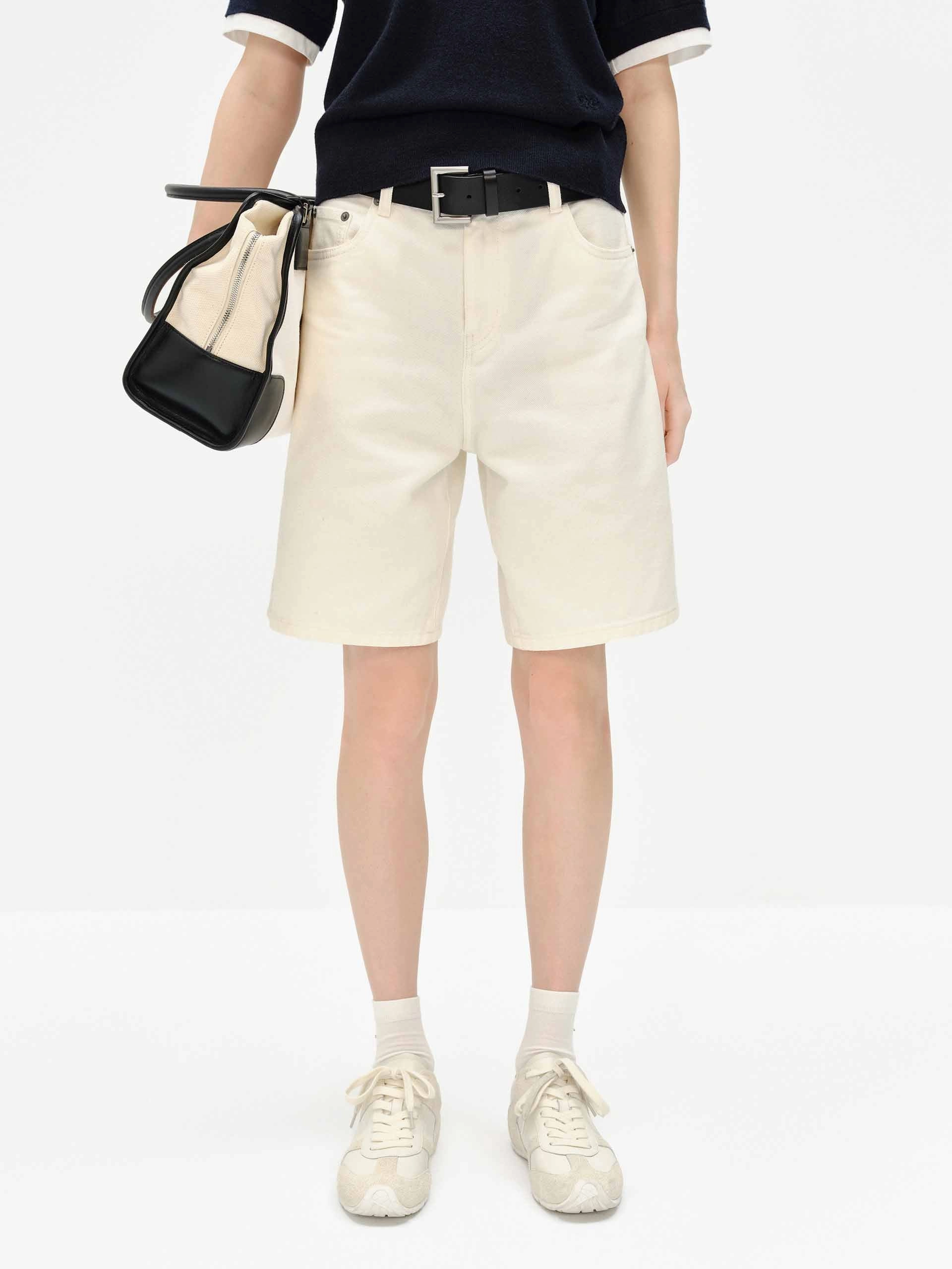 Breathable Stretch Fit White Denim Shorts