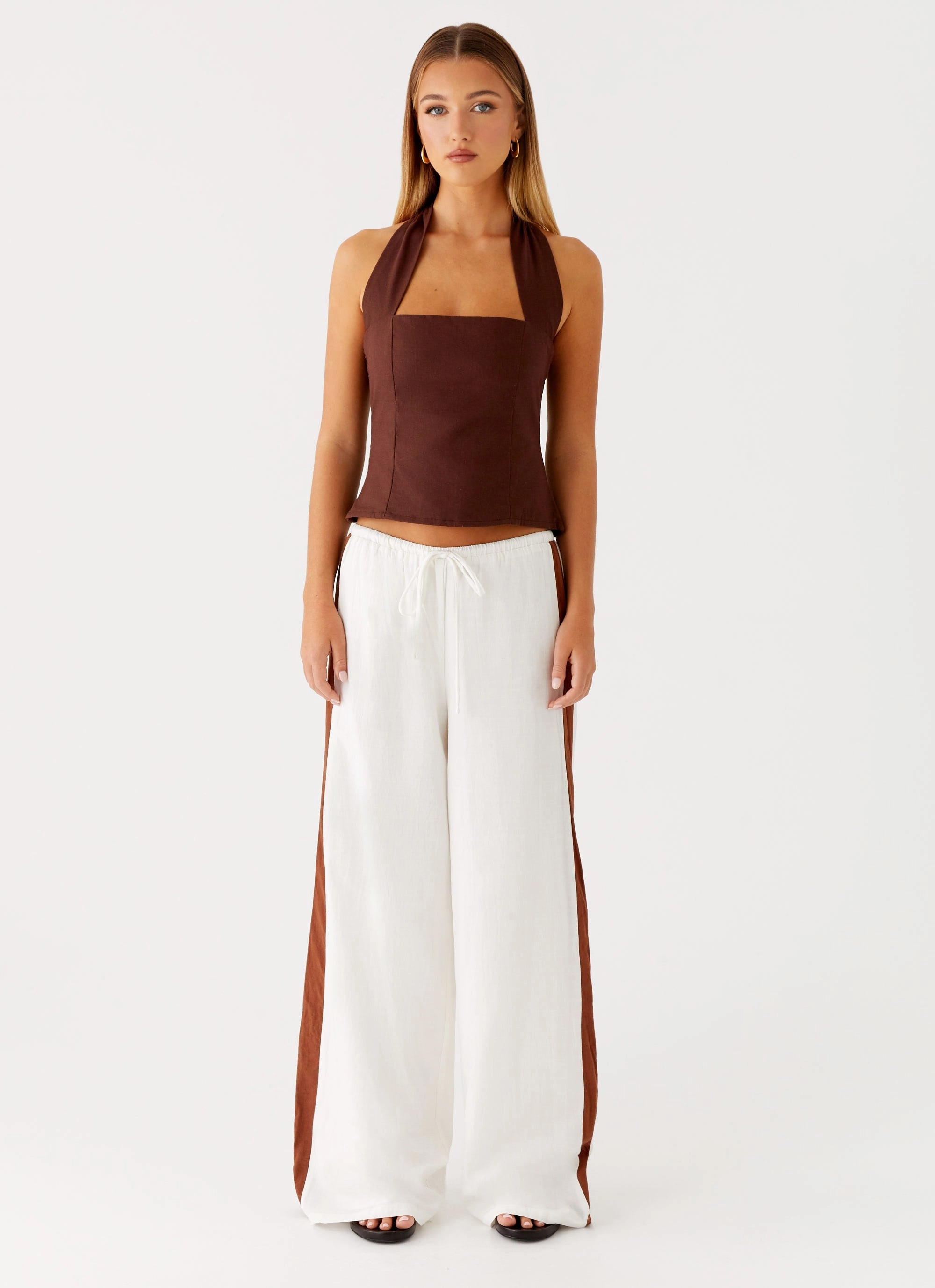 Sunflare Linen Halter Top - Chocolate high - level safety certification