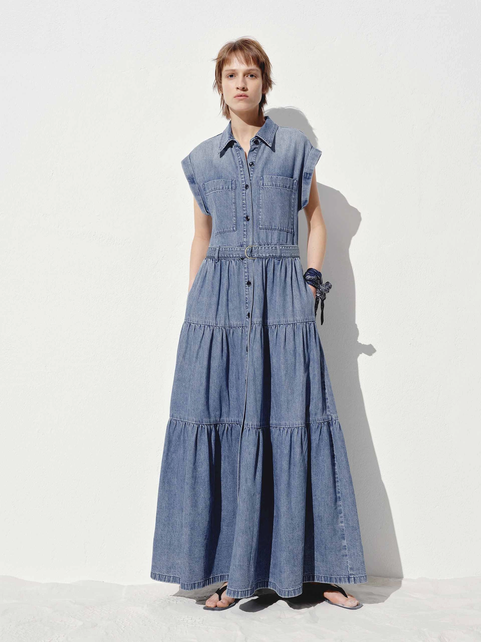 Include Belt Cotton Denim Dress Work Option Brunch Glow
