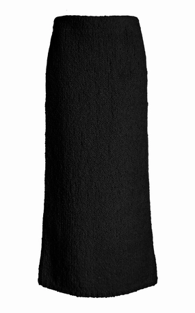 ShapeRetention Fabric Stay Warm Titan Knit Maxi Skirt in Black Cashmere Boucle