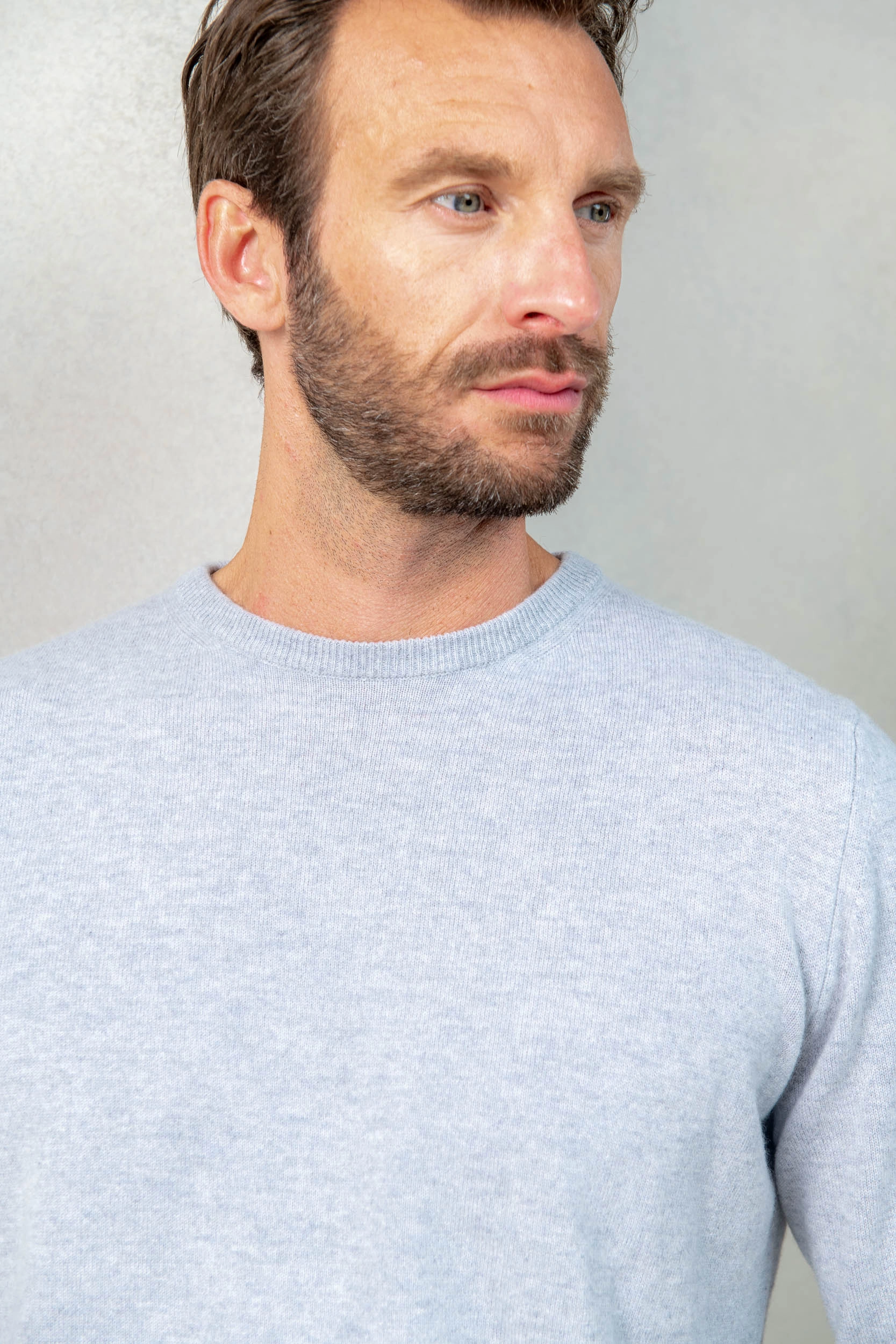 Light grey cashmere round neck ?C Made in italy Soft Touch Touch Of Soft