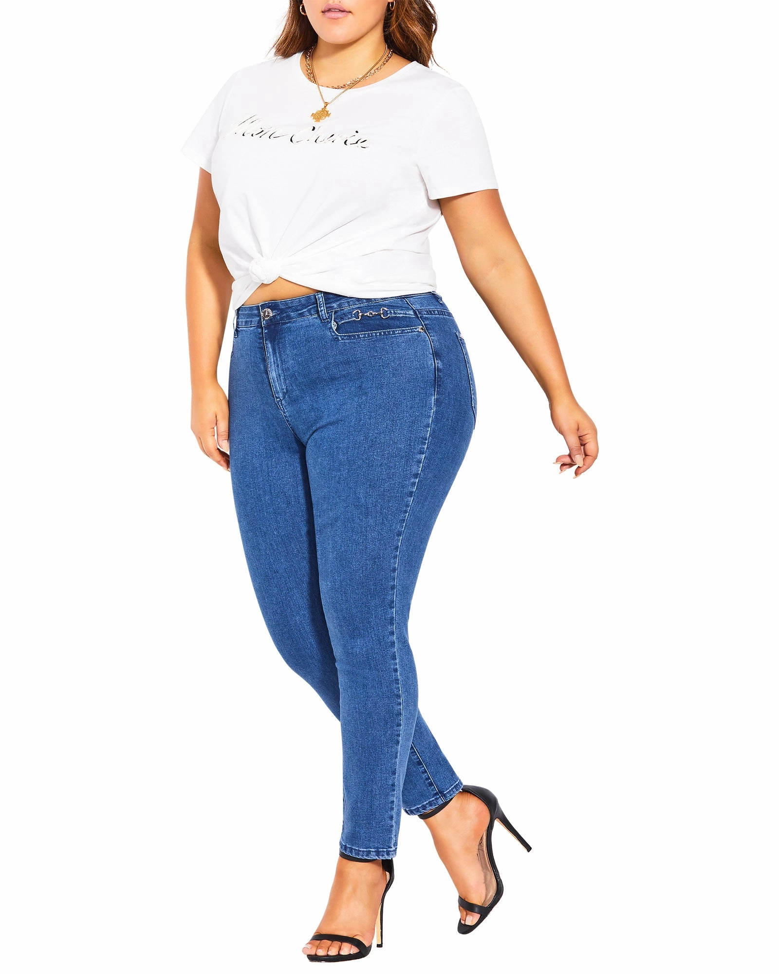 Azalea Buckle Detail Skinny Jean | Medium Wash Chic Style Versatile Wear