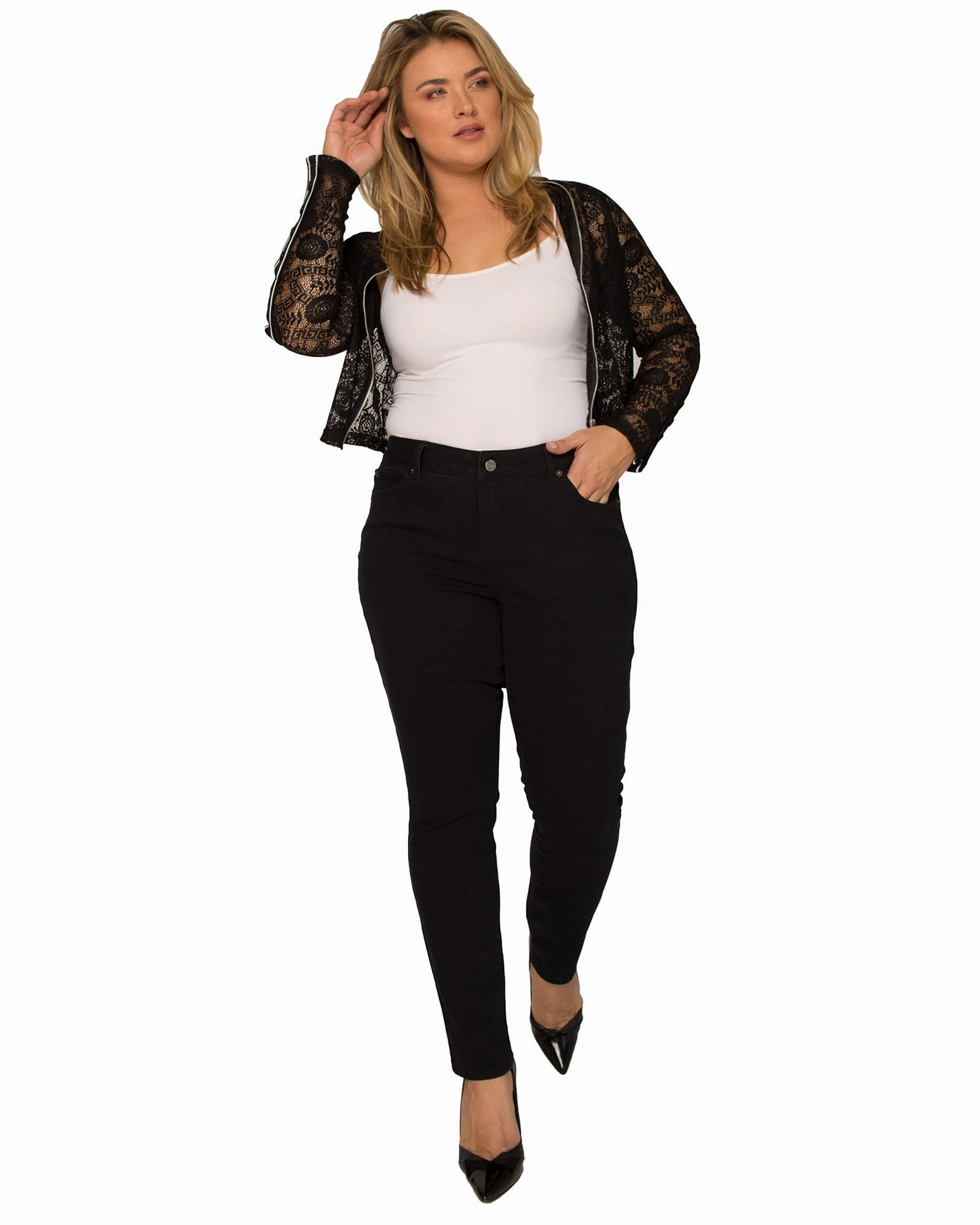 Elizabeth 5-Pocket Style Skinny Jean | Over Dye Black Stretch Fabric