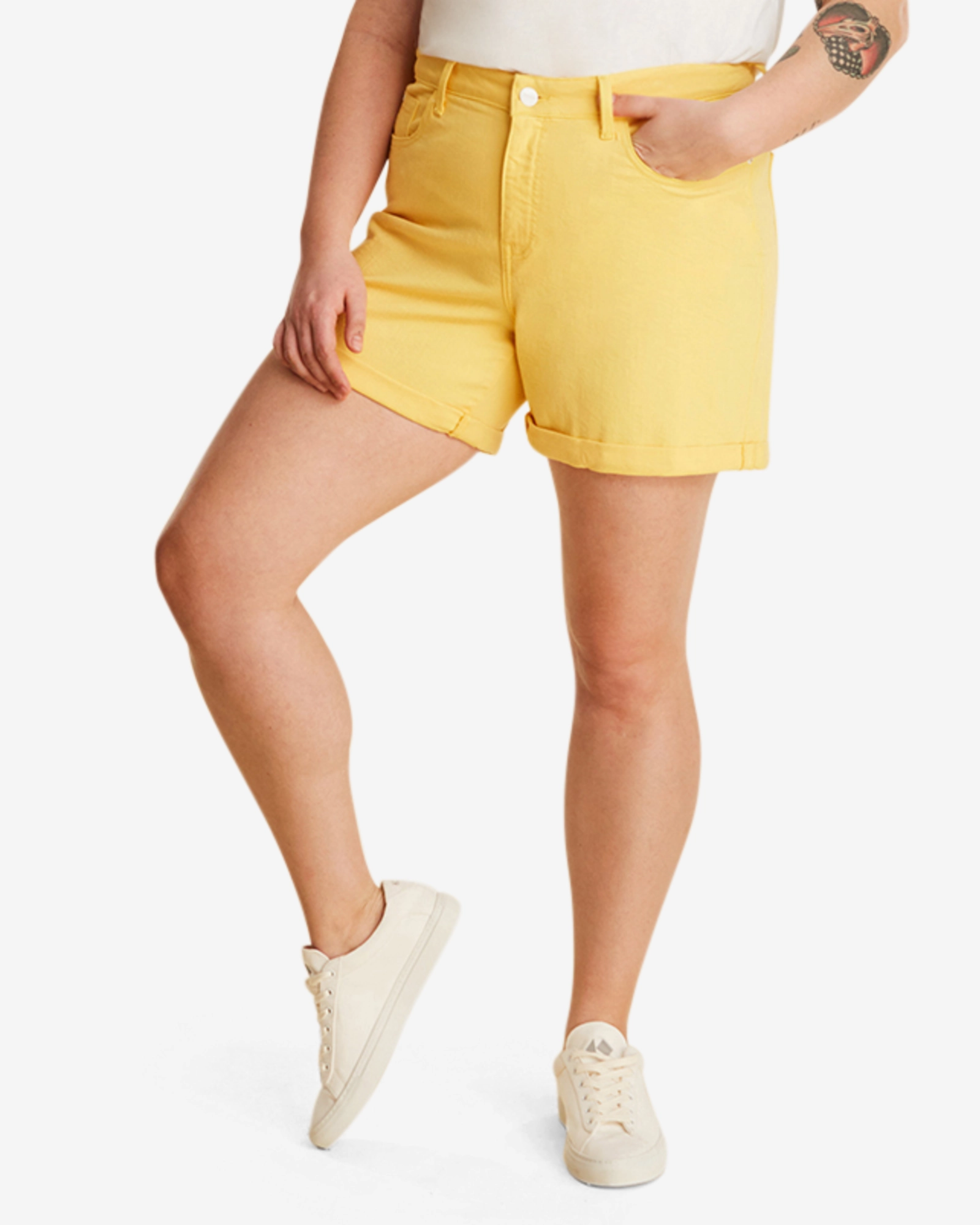Poplar Boyfriend Short | Yellow Slim Design Work Meeting Beach Day
