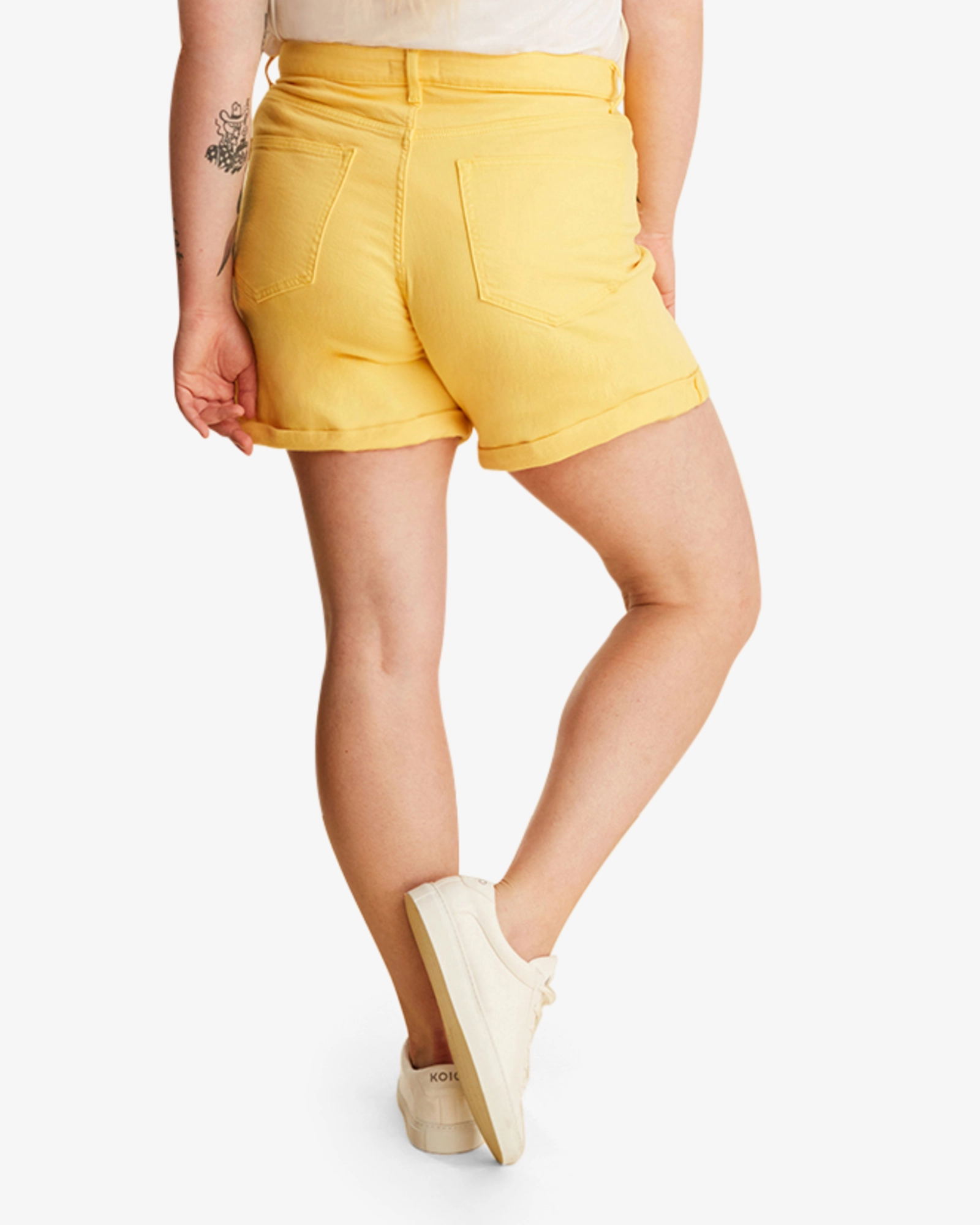 Office Wear Couple Look Work Ready Classic Wear Textured Poplar Boyfriend Short | Yellow