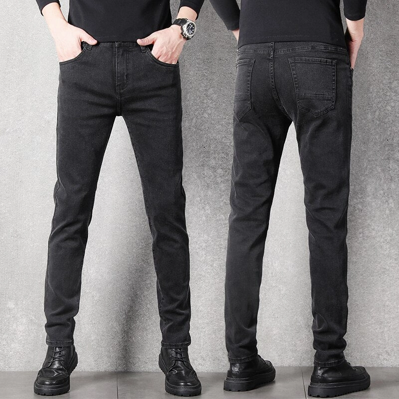 Winter Warmth Durable Softened Texture West Louis? Stretch Slim Fit Fashion Designer Denim Jeans