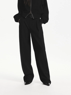 Tailored Wool Blend Pants Light Waist