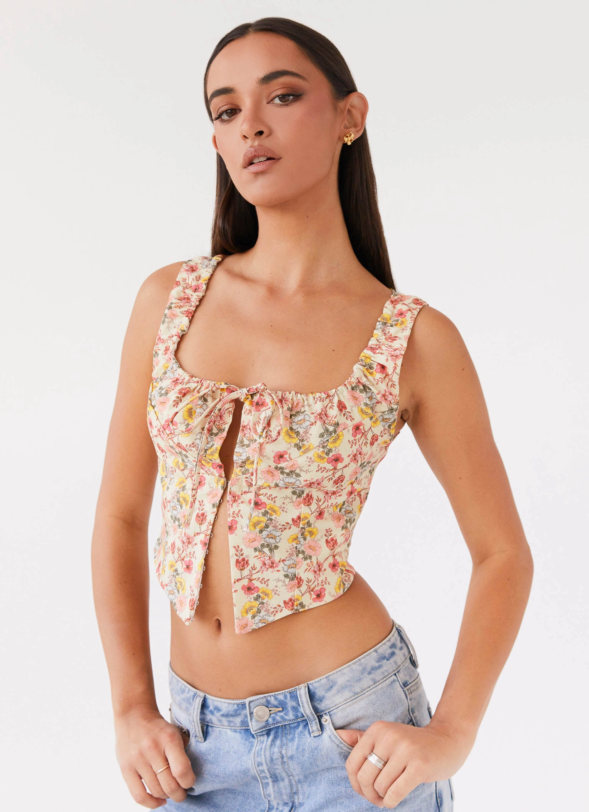Flat Take Me Away Corset Top - Garden Party