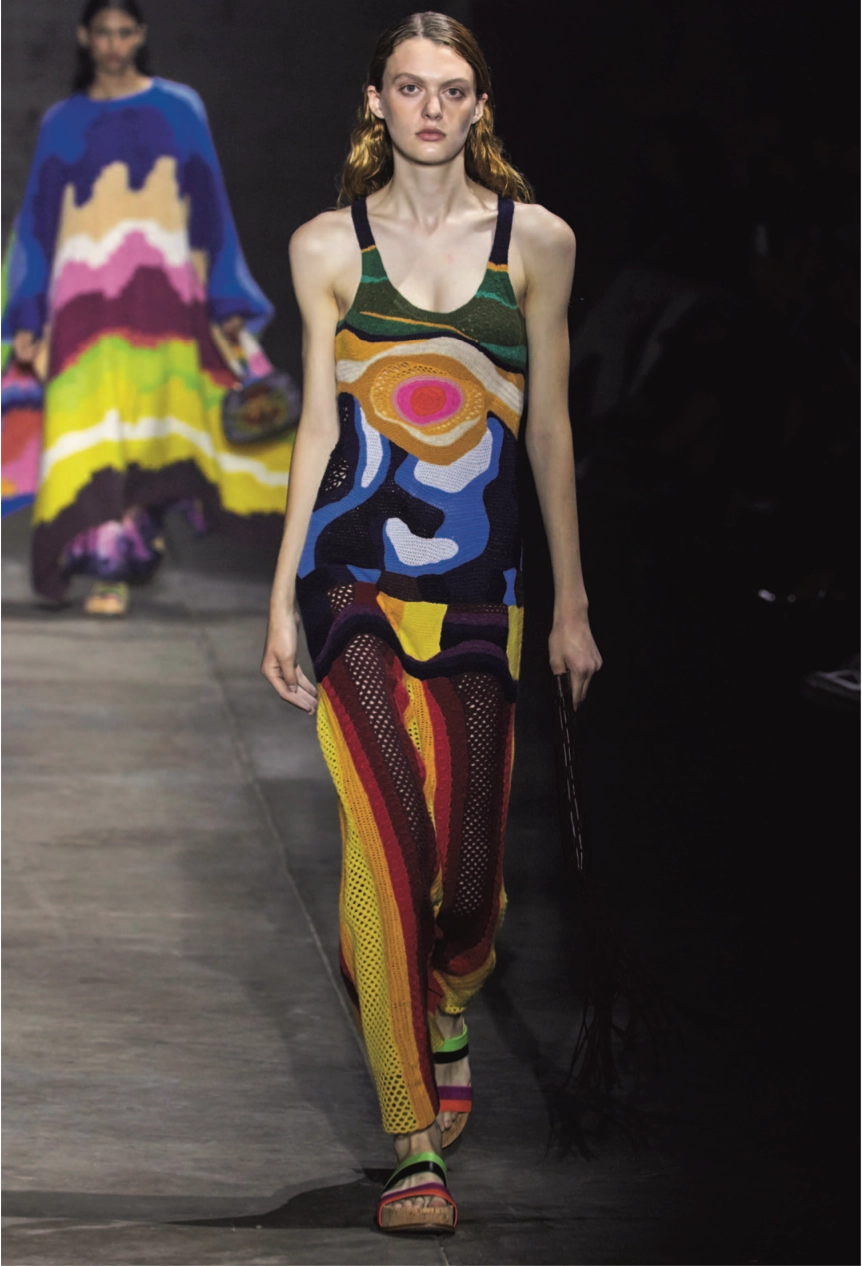 Tamra Crochet Dress in Mineral Multi Cashmere Biodegradable Fiber