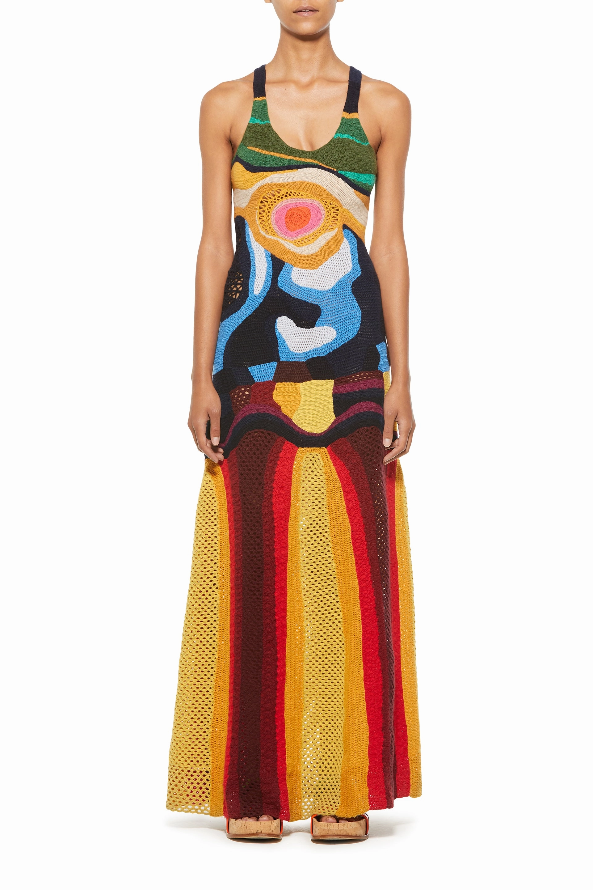 Stretchable Waistband Tamra Crochet Dress in Mineral Multi Cashmere