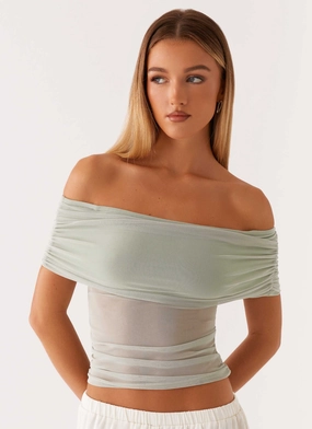 Nelly Off Shoulder Top - Pistachio product promotion fuel efficient