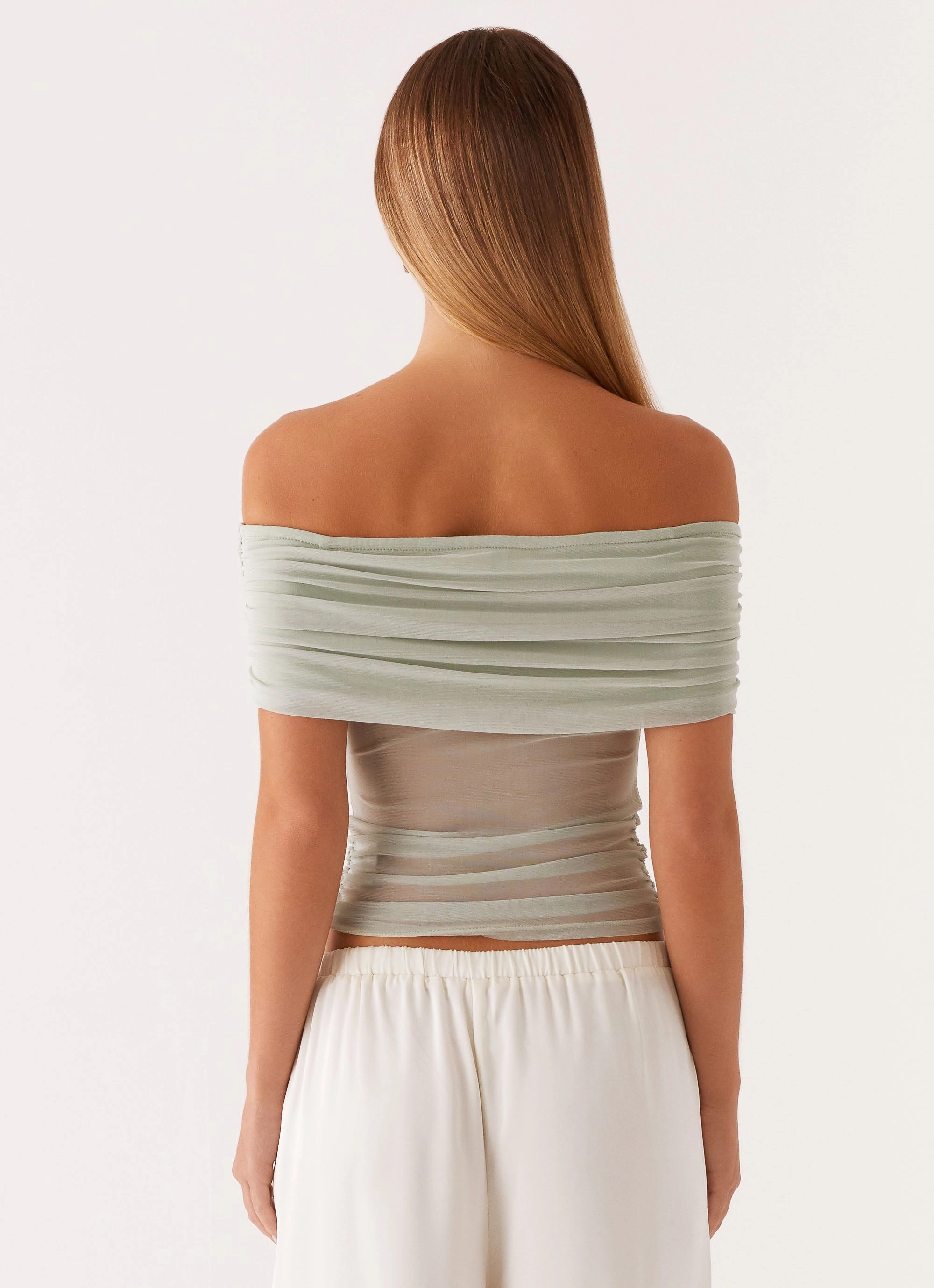 Nelly Off Shoulder Top - Pistachio Compact Seamless construction