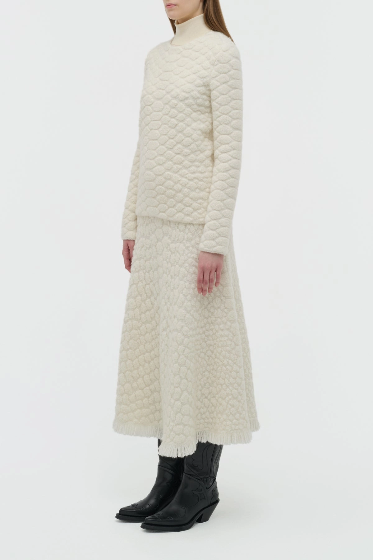 Tansey Knit Sweater in Ivory Cashmere Neutral Tone Colorfast Guide