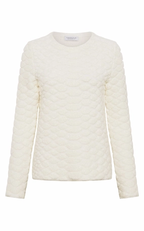 Tansey Knit Sweater in Ivory Cashmere Stretchable Material