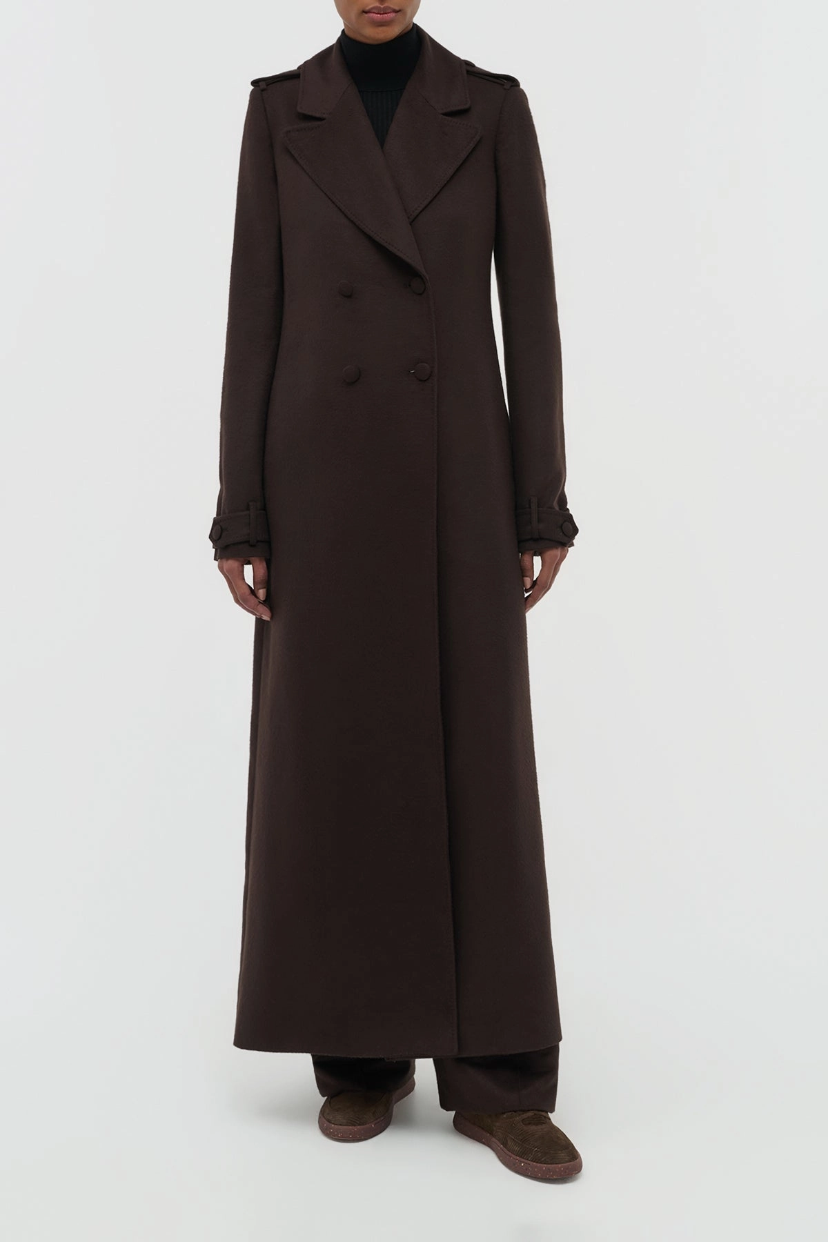 Houstt Trench Coat in Chocolate Winter Silk Daily Commute