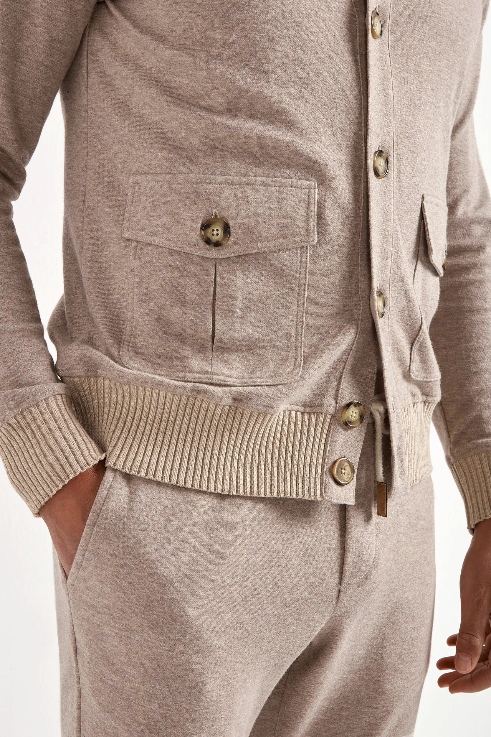 Taupe jersey cardigan - Made in Italy City Layer Relaxed Layer