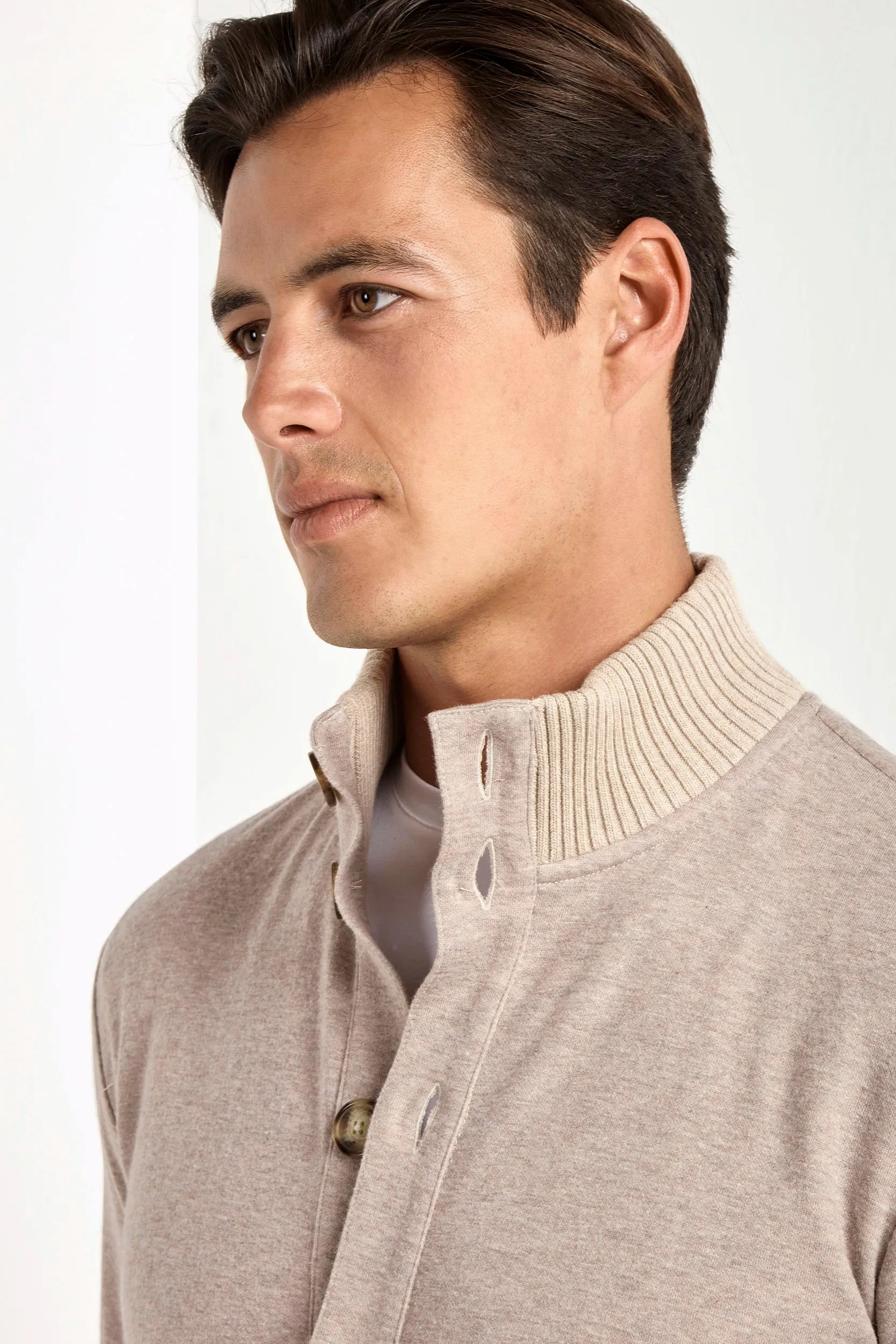 Odor Resistant Fabric Taupe jersey cardigan - Made in Italy