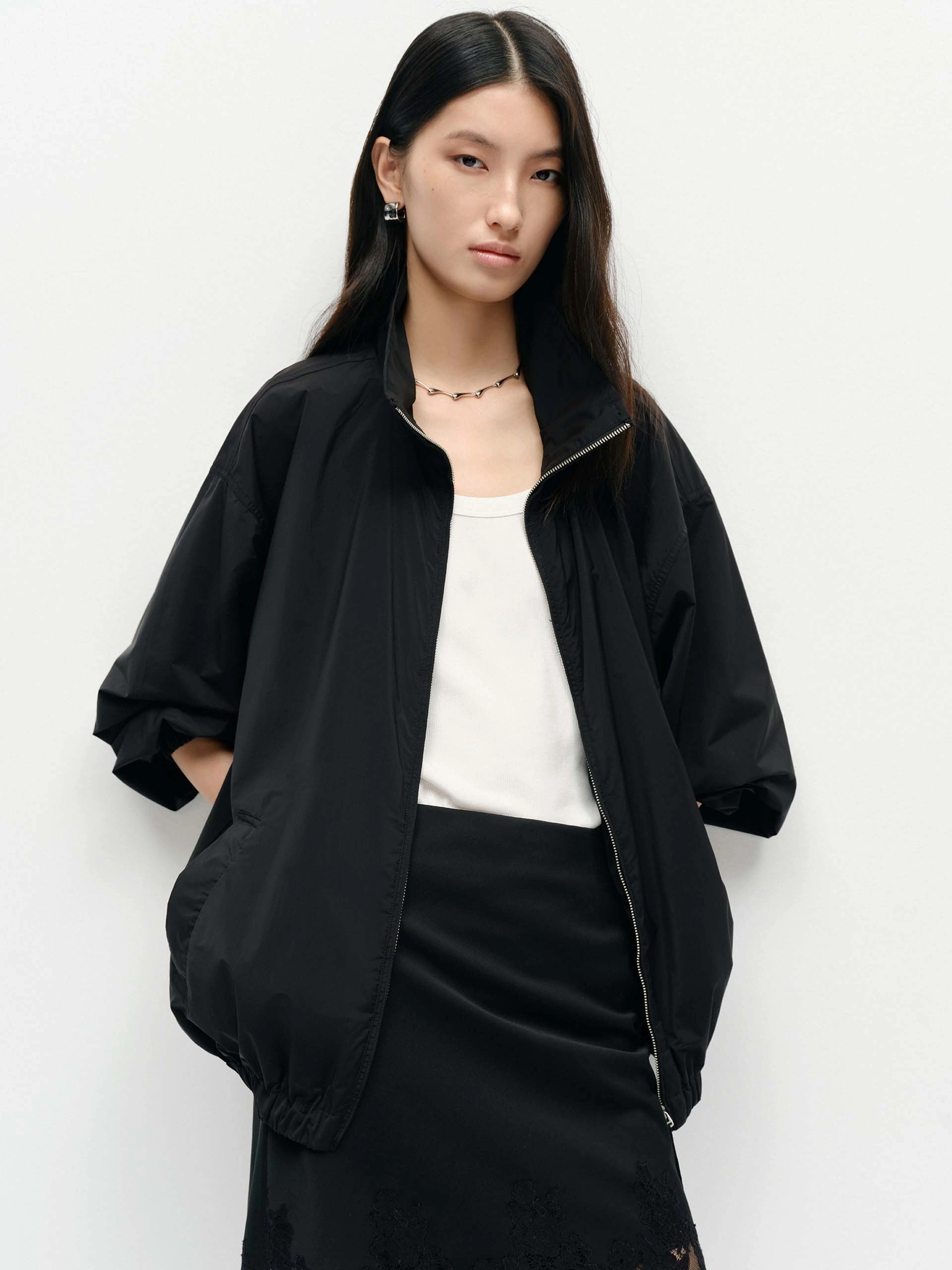 comfort enhancer Back Letter Loose Jacket