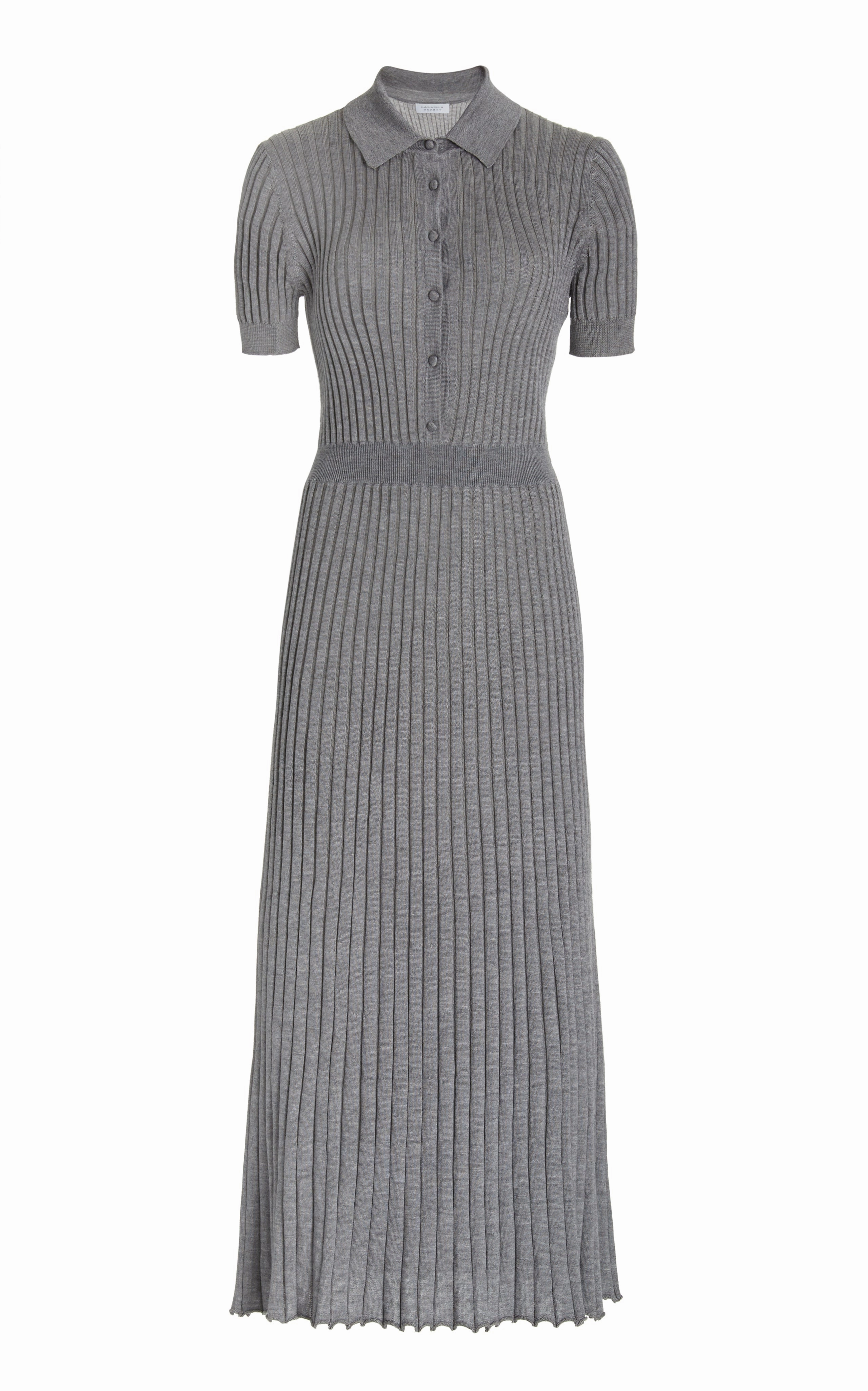 Stretchable Cuffs Amor Knit Midi Dress in Heather Grey Cashmere Silk