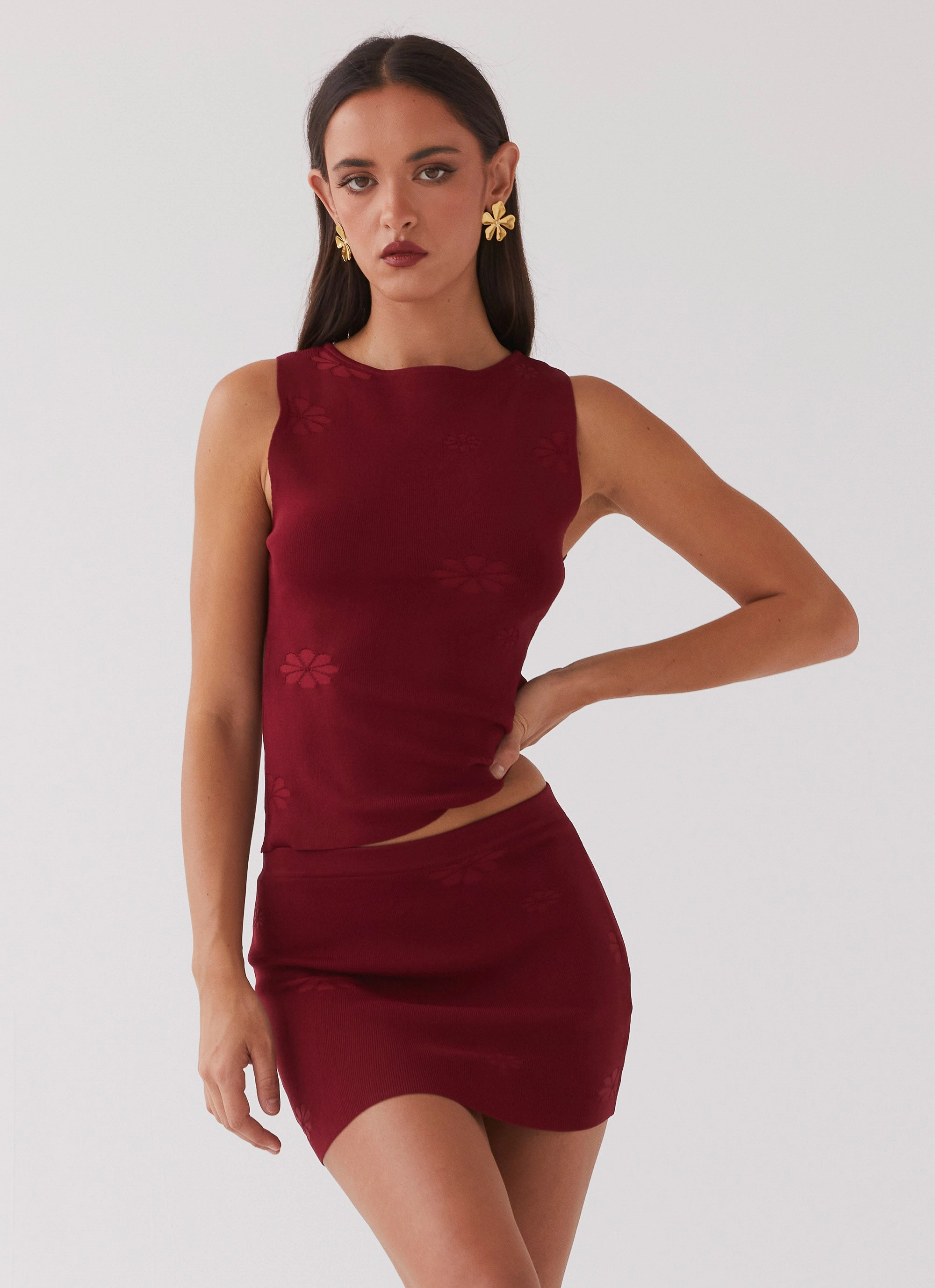 Holly Knit Tank - Rouge Red Shock Absorbing well - ventilated