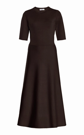 Clean Finish Seymore Knit Midi Dress in Chocolate Merino Wool Cashmere