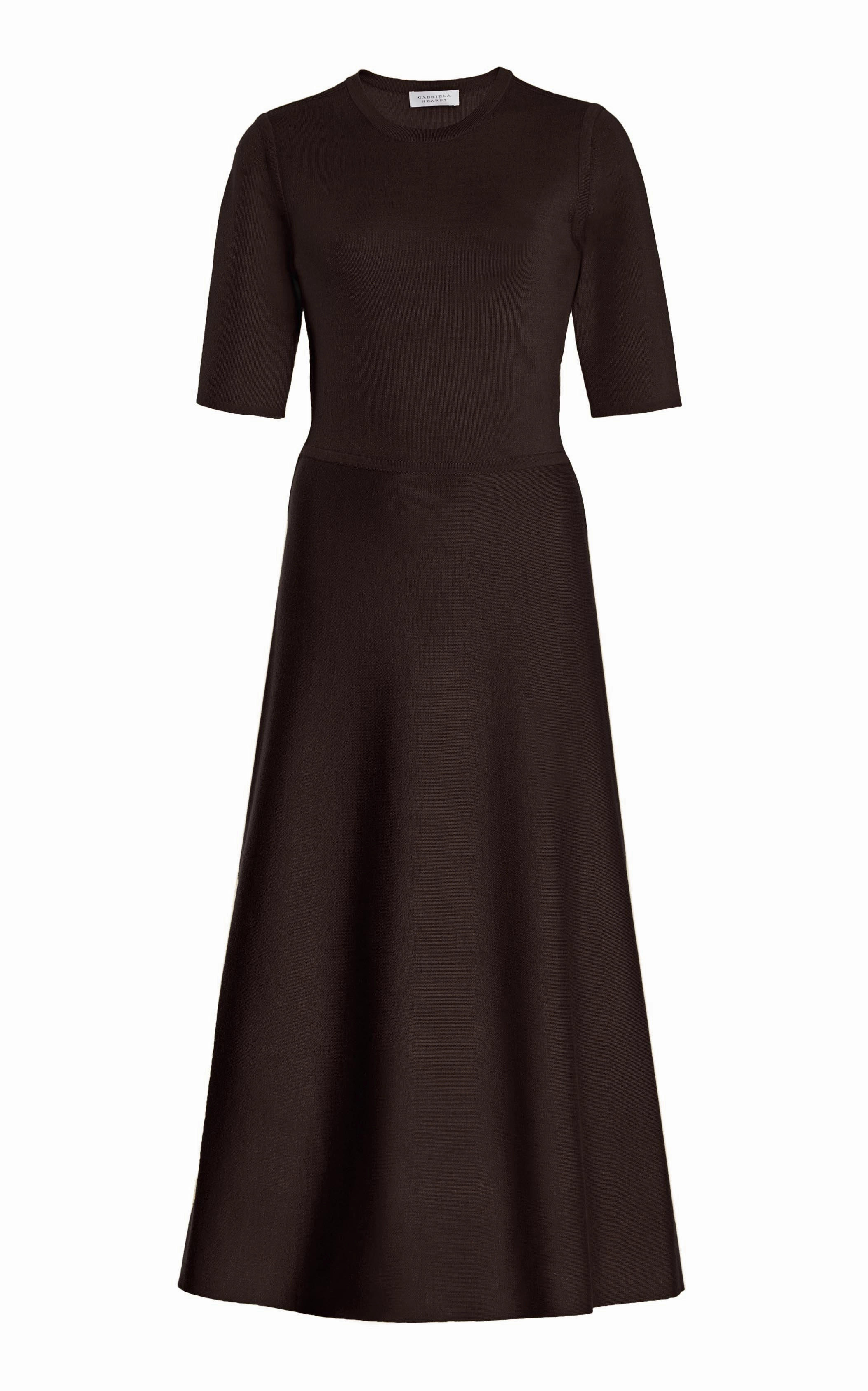 Clean Finish Seymore Knit Midi Dress in Chocolate Merino Wool Cashmere