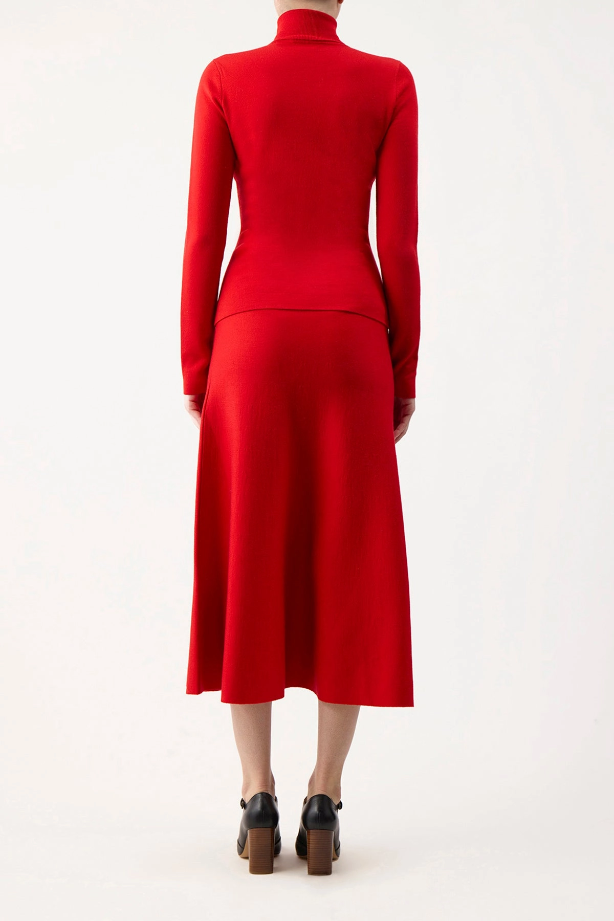 All Day Comfort May Knit Turtleneck in Red Topaz Merino Wool Cashmere