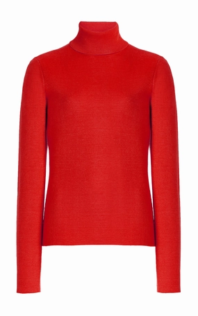 May Knit Turtleneck in Red Topaz Merino Wool Cashmere early morning Soft Apparel