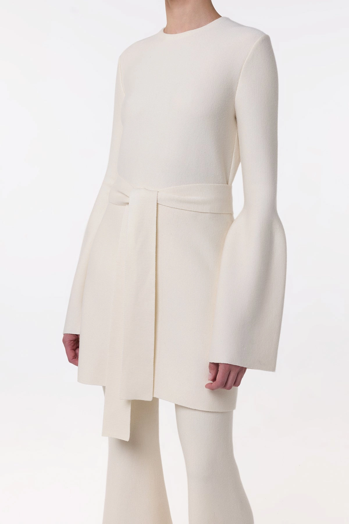 Layer Ready Tenas Knit Mini Dress in Ivory Merino Wool Cashmere