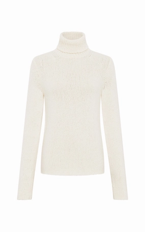 UPF Protection Under Jacket Nelle Knit Turtleneck in Ivory Cashmere