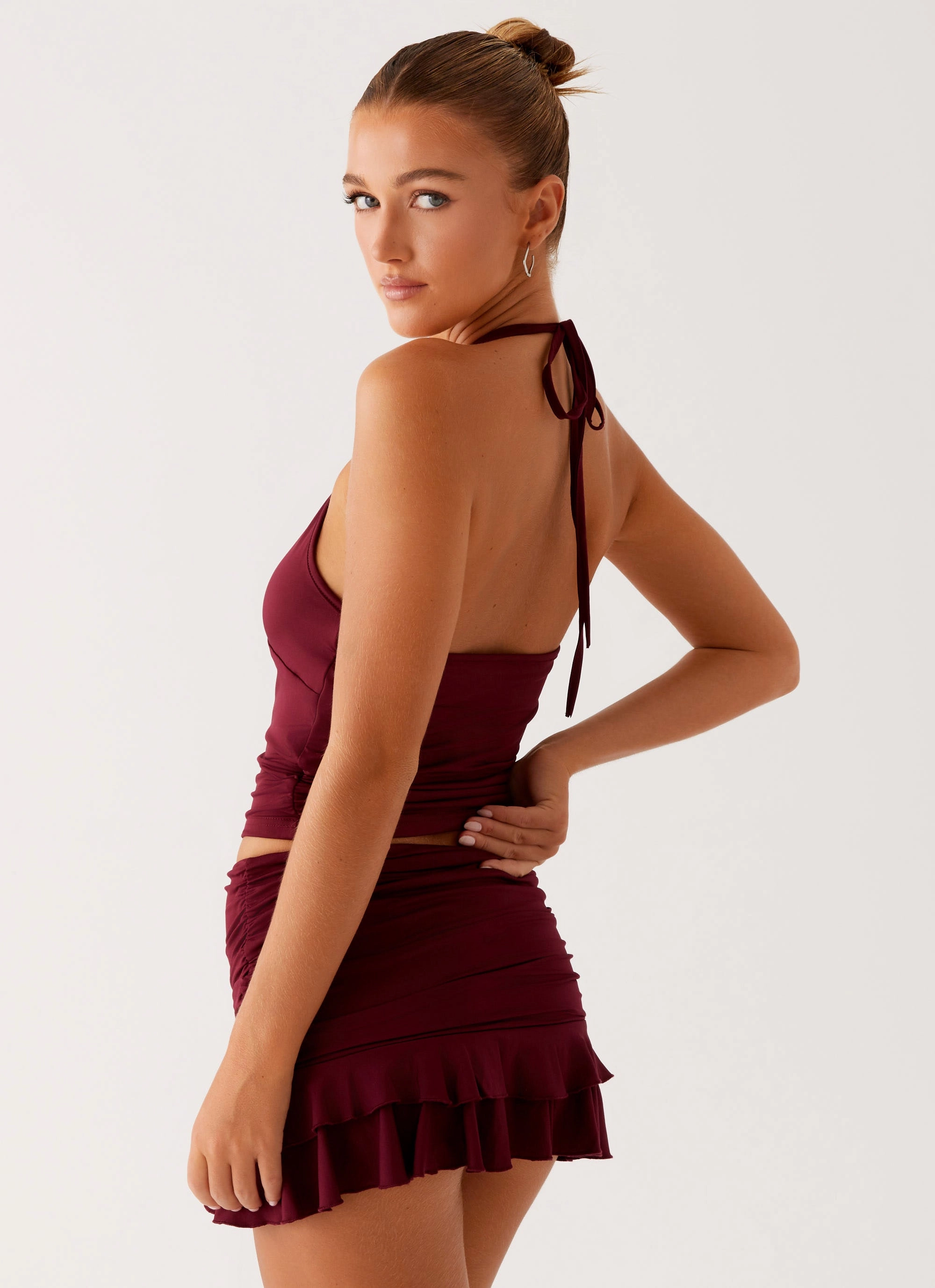 Bright Color Bernie Halter Top - Raspberry Wine