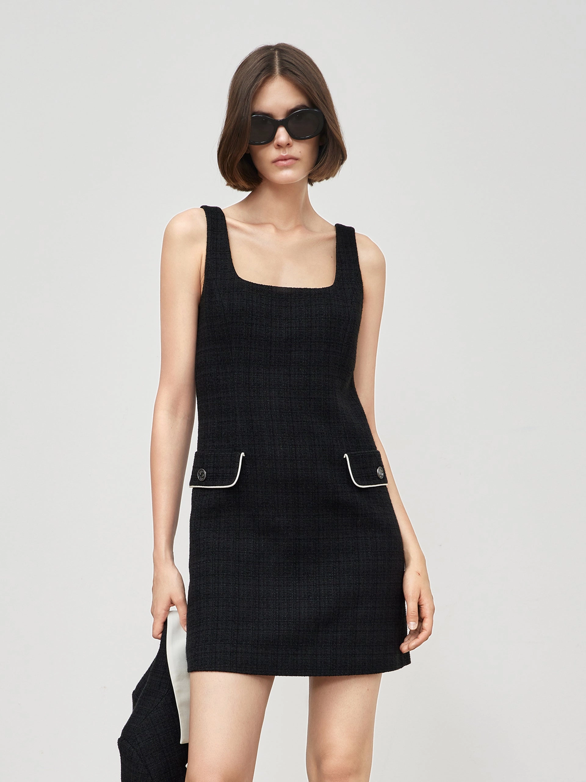 Chic Tailoring Design Textured Slim Fit Cami Dress