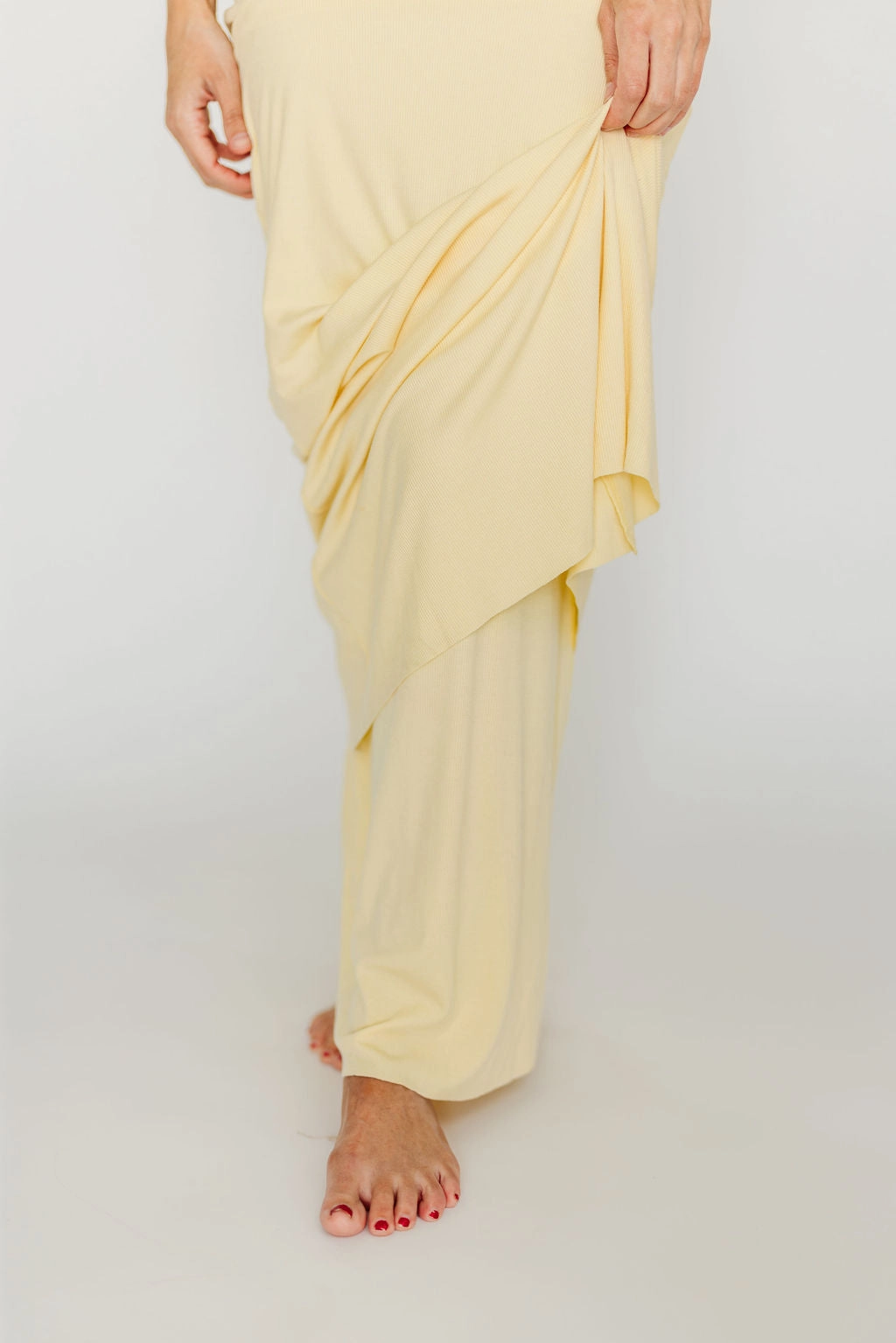 Movement Friendly The Charlie Ribbed Maxi Dress in Butter Yellow - Bump Friendly