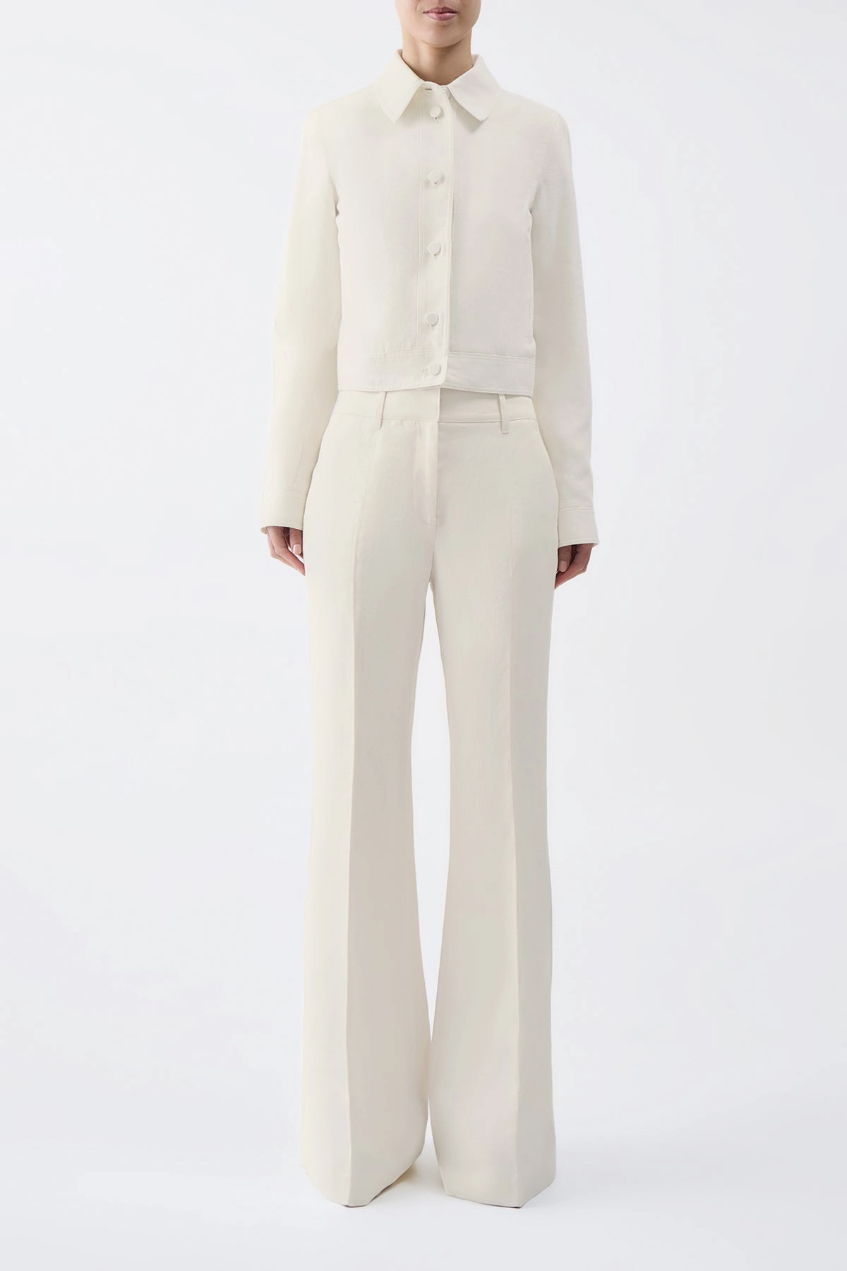 Weather Adaptive Ventilation Compact Design Thereza Jacket in Ivory Linen Virgin Wool
