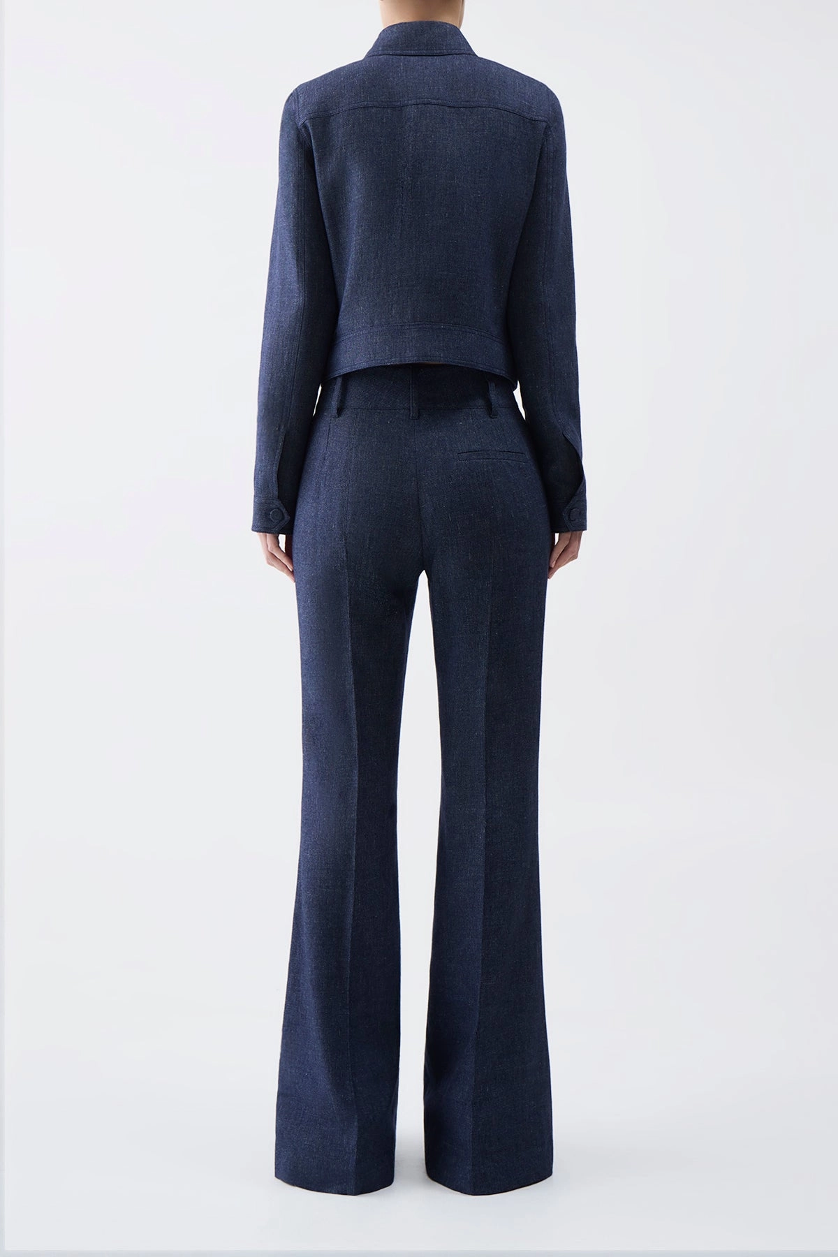 Thereza Jacket in Navy Linen Virgin Wool Contemporary Fit