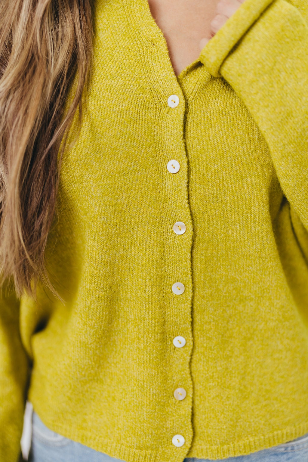 Piper Cardigan in Dijon Yellow Performance Layer Fit