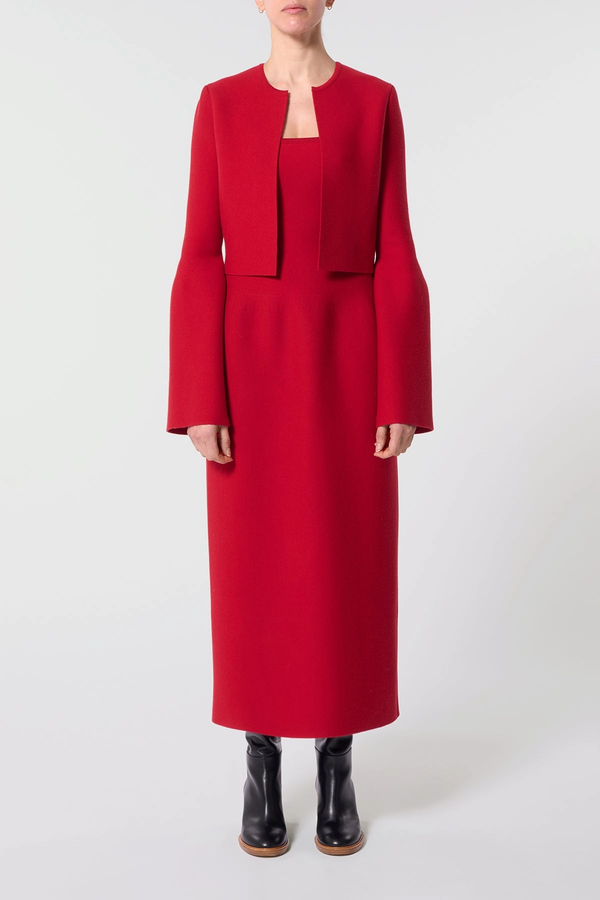 Non Irritating Edging Katlin Knit Jacket in Scarlet Red Merino Wool