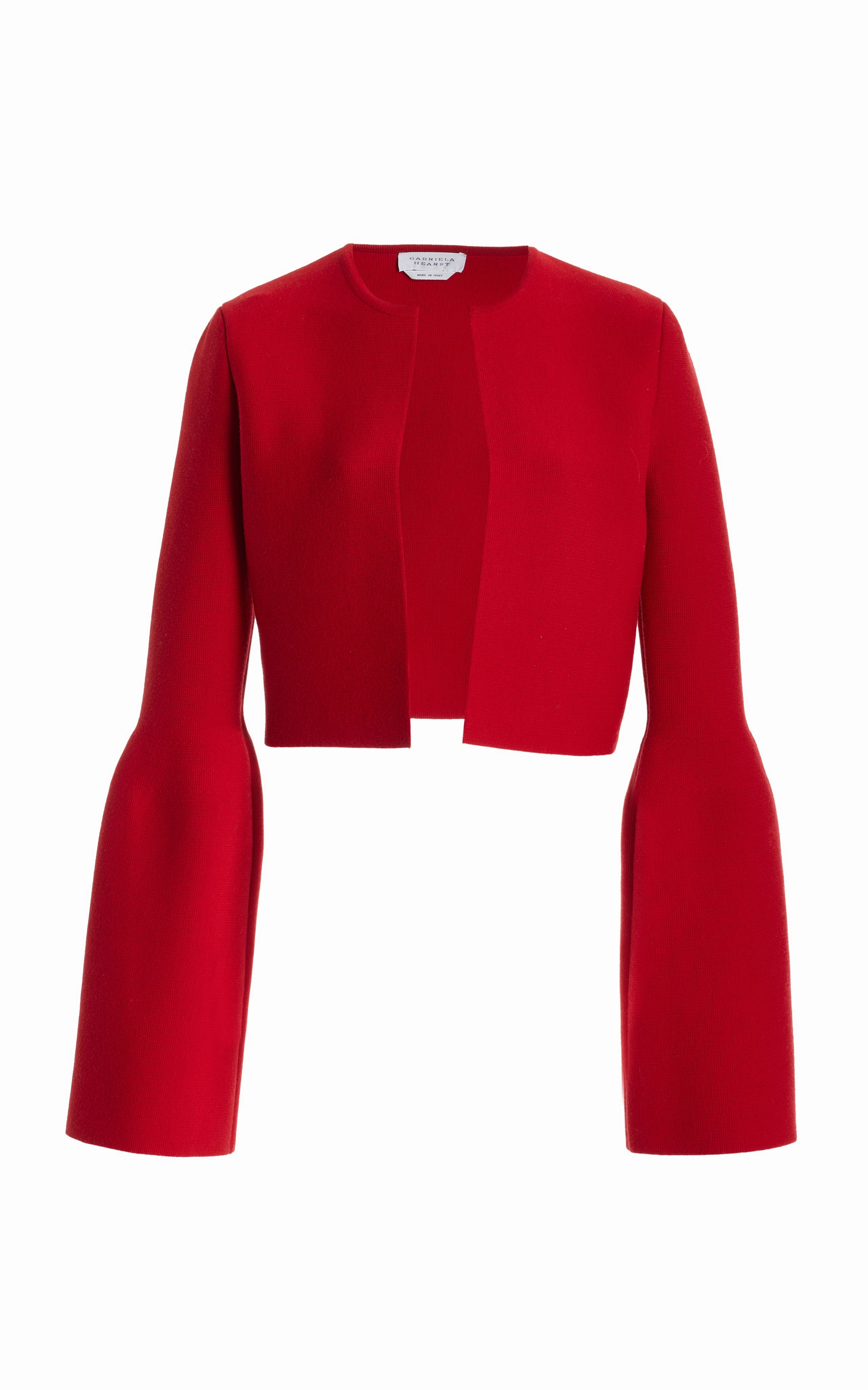 Katlin Knit Jacket in Scarlet Red Merino Wool Breathable Technology Adjustable Cuff