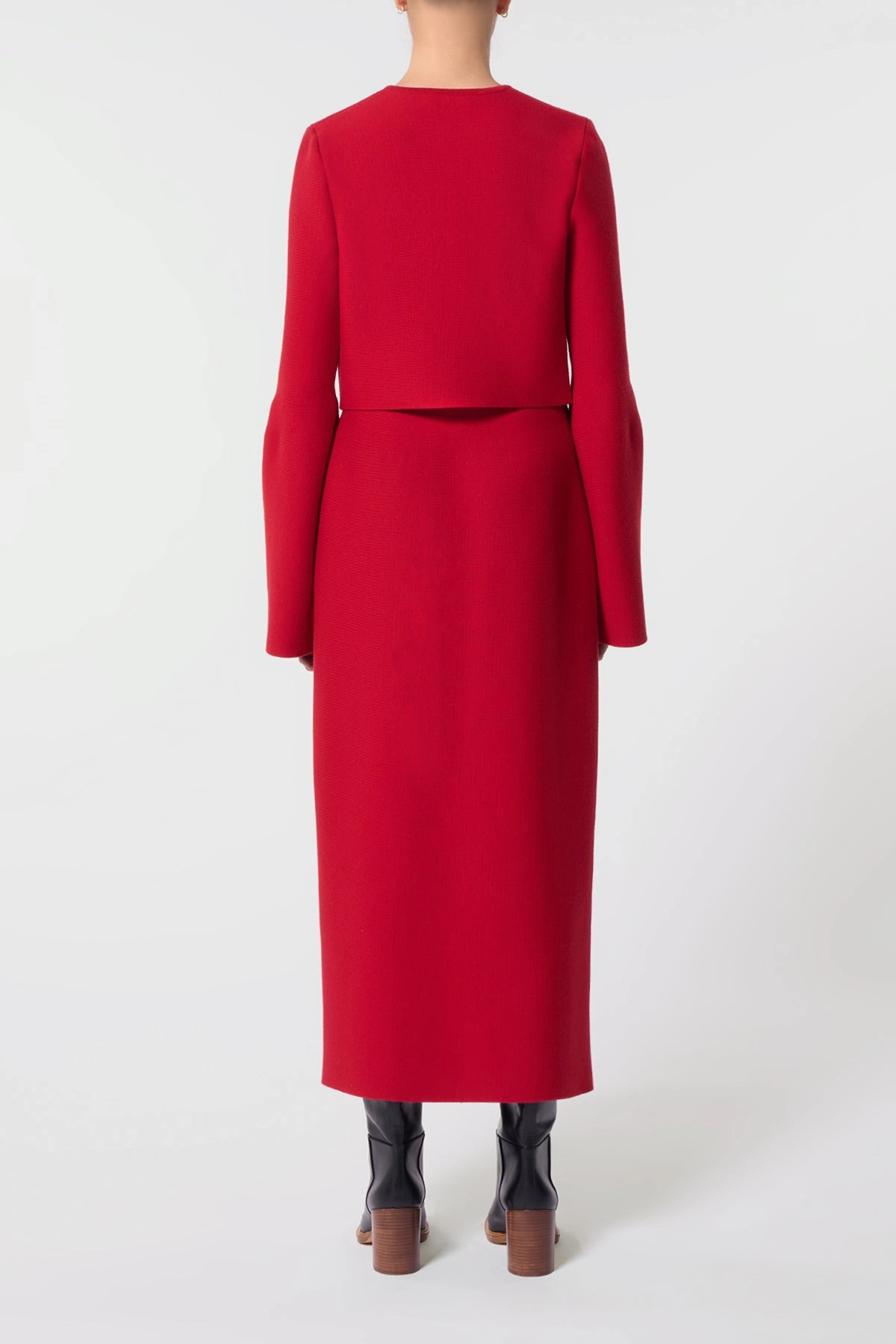 Katlin Knit Jacket in Scarlet Red Merino Wool Cold Outfit