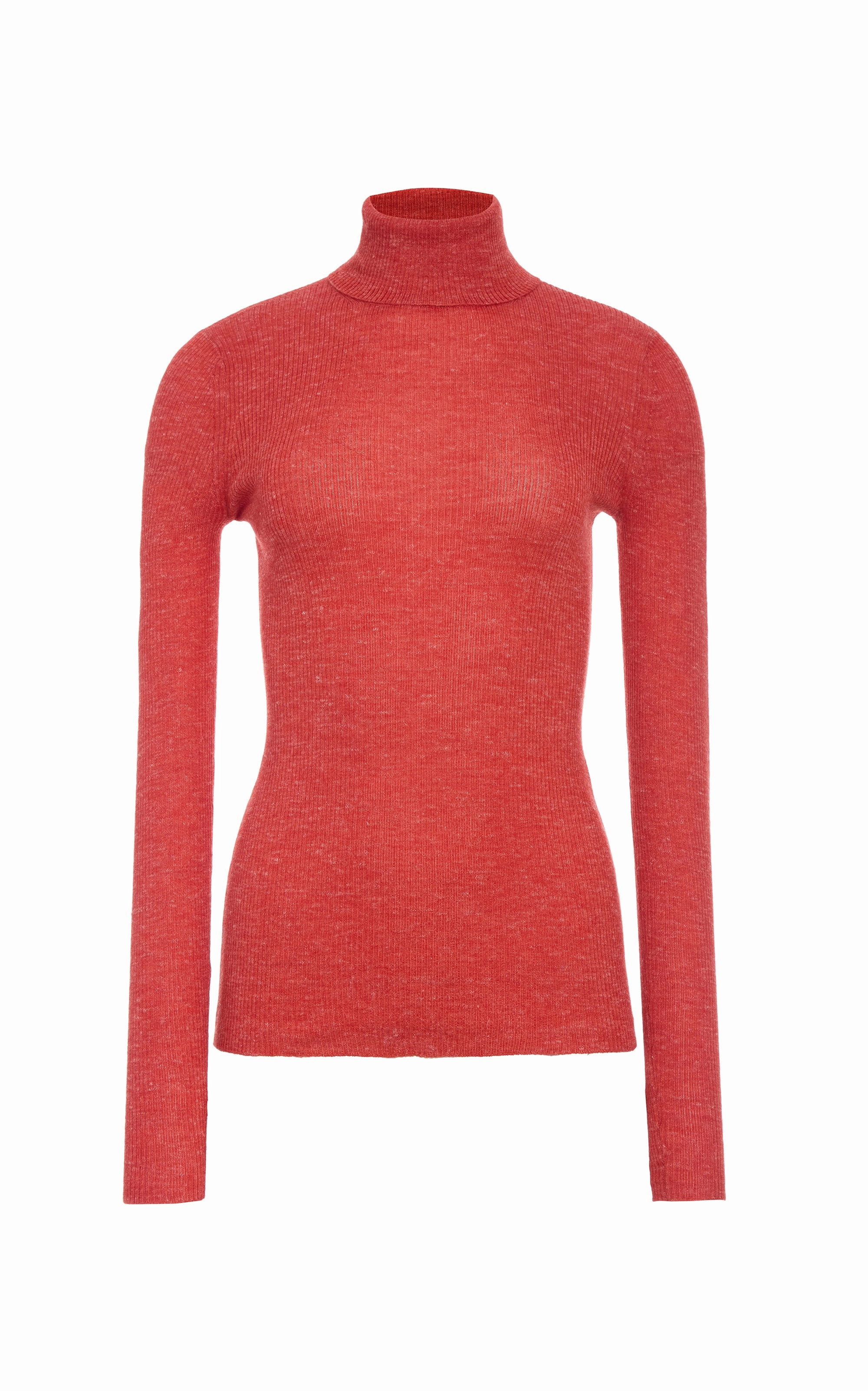 Unstructured Fit Aldona Knit Turtleneck in Antelope Orange Cashmere Silk with Hemp