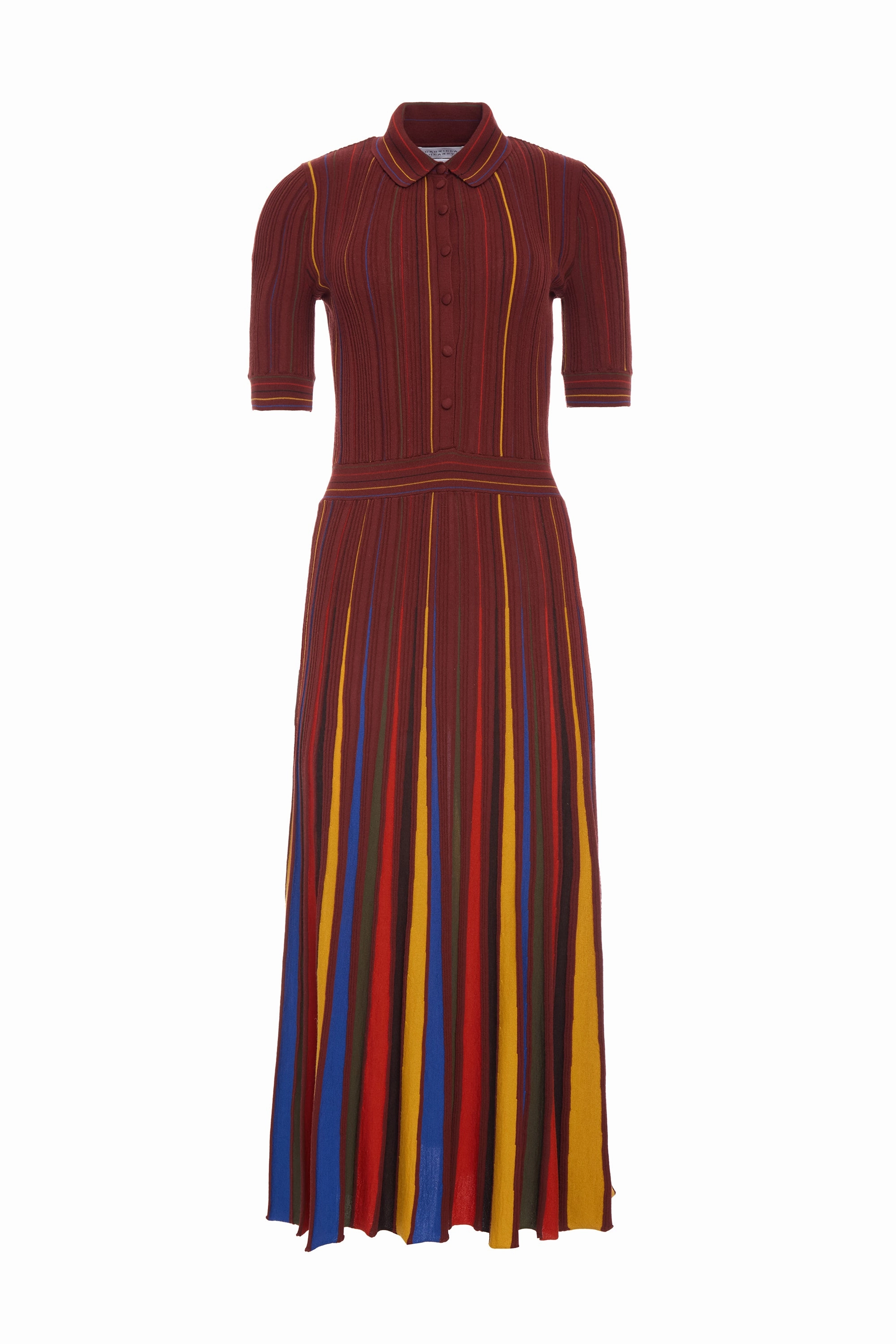Calypso Pinstripe Knit Midi Dress Burnt Sienna Merino Wool Quick drying material FourWay Stretch Design