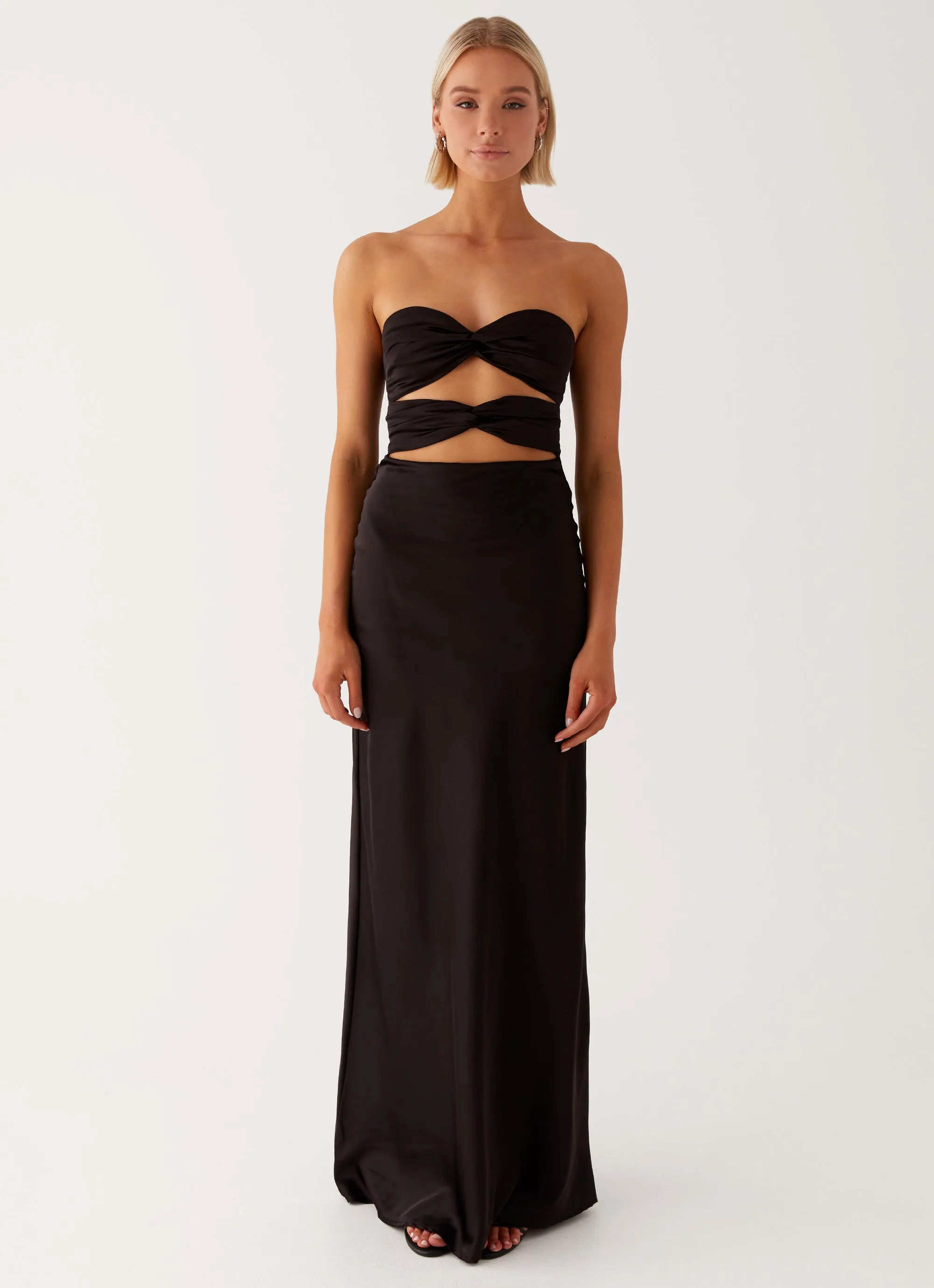 Tianna Strapless Maxi Dress - Black Light Motion Basic Mood