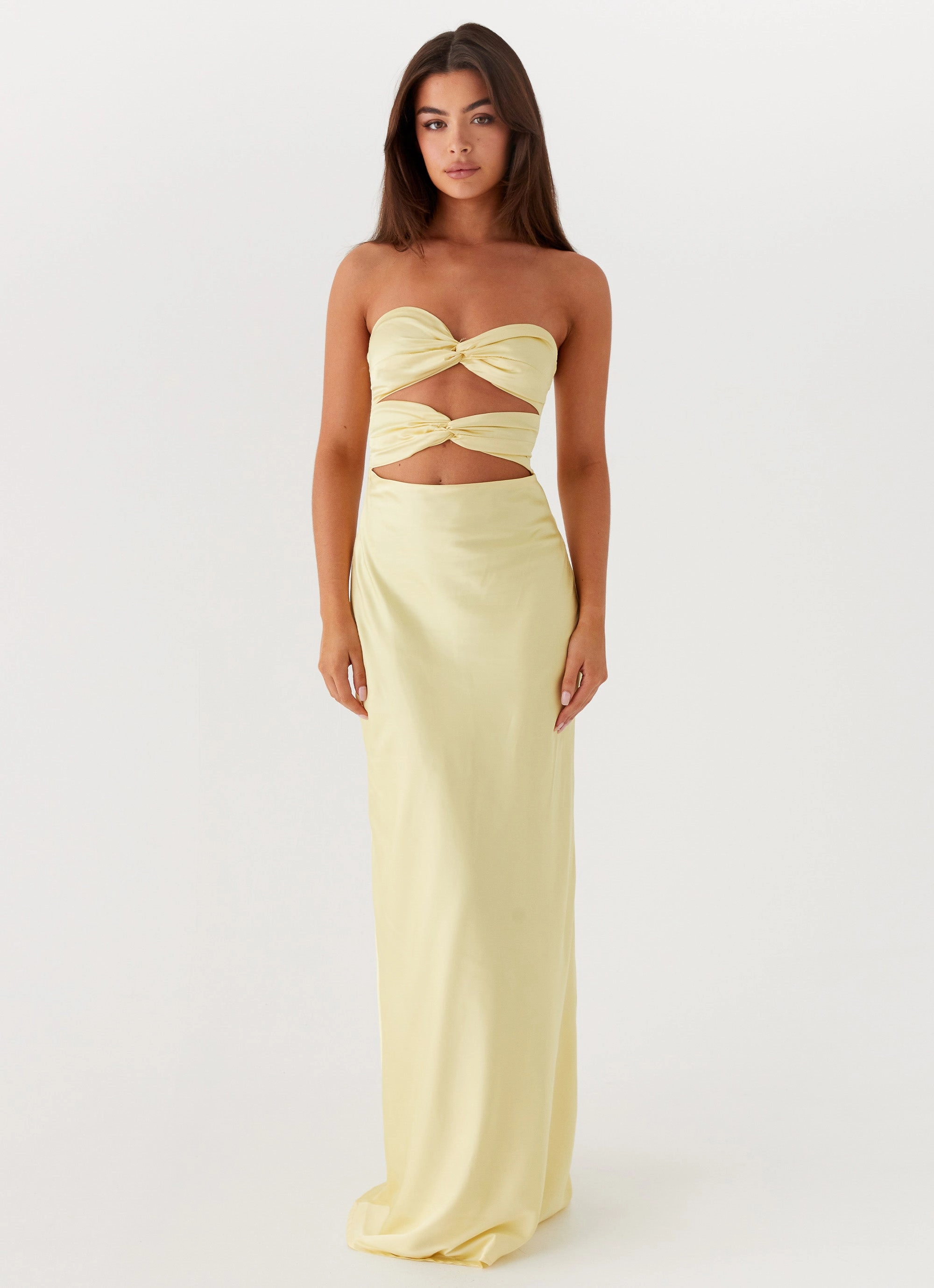Tailored-fit Stylish Appearance Tianna Strapless Maxi Dress - Yellow
