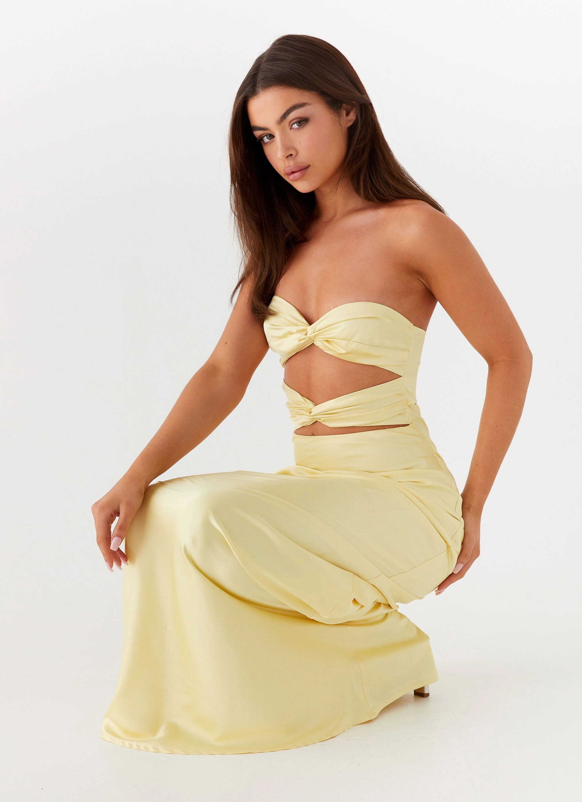 Smart And Comfortable Tianna Strapless Maxi Dress - Yellow
