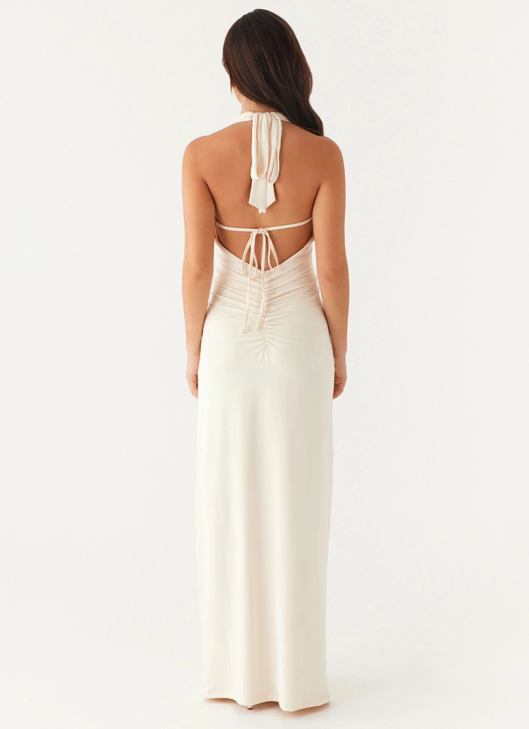 Matte Look Button Accent Dominica Maxi Dress - Ivory