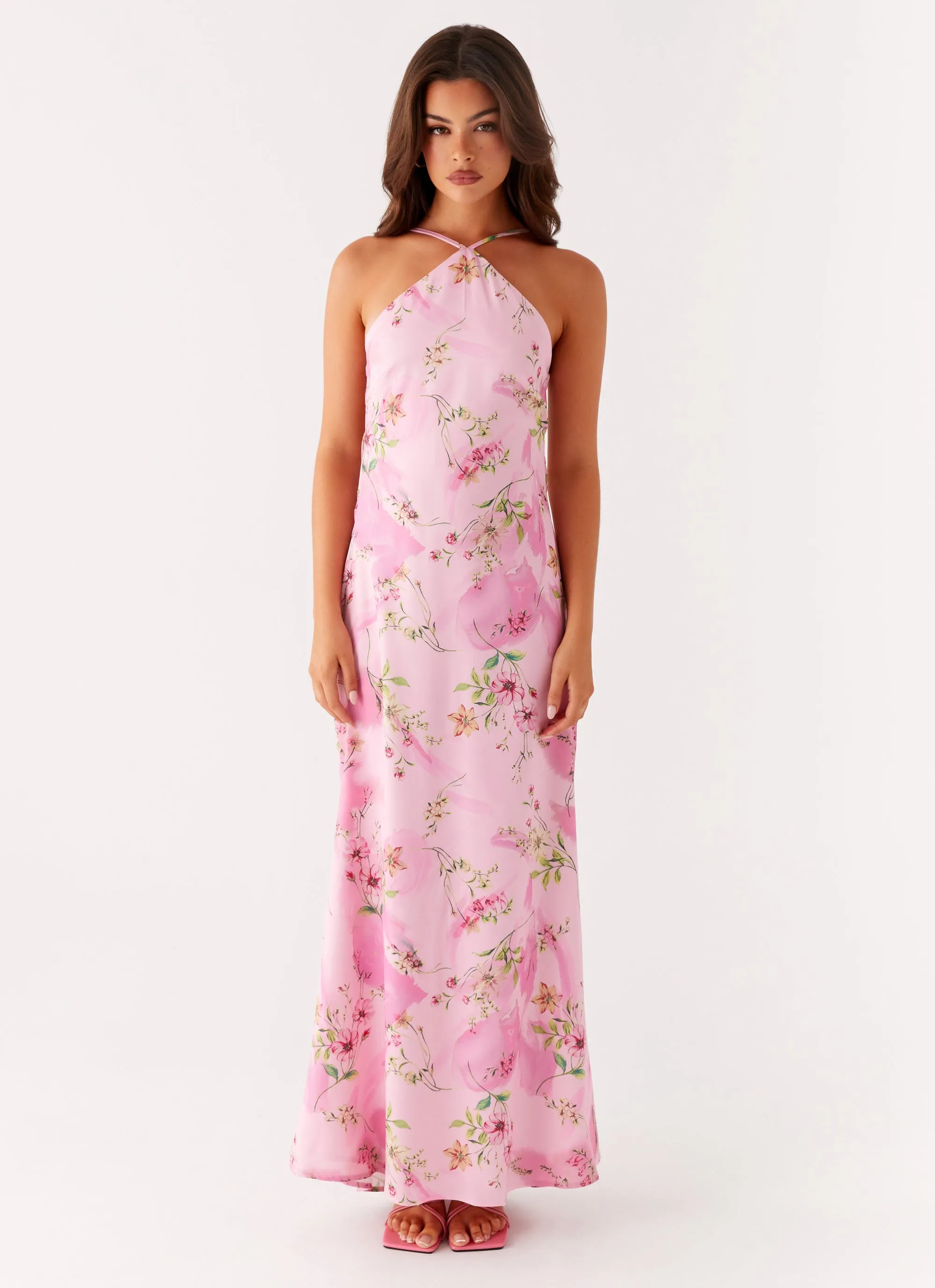 Work Comfort Refined Cut Pascal Maxi Dress - Pink Floral Print