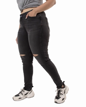 PLUS SIZE WOMEN TORN CASUAL BLACK JEANS | Black Teen Outfit Elegant Non Irritating Inner Lining