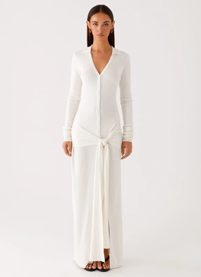 Polished Look Sabetha Knit Maxi Dress - White