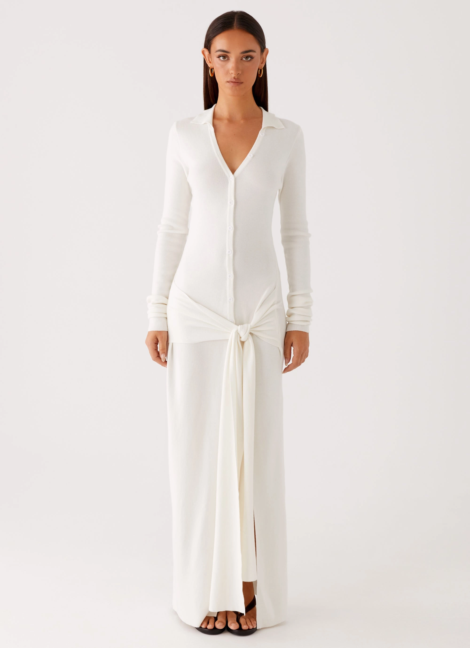 Polished Look Sabetha Knit Maxi Dress - White