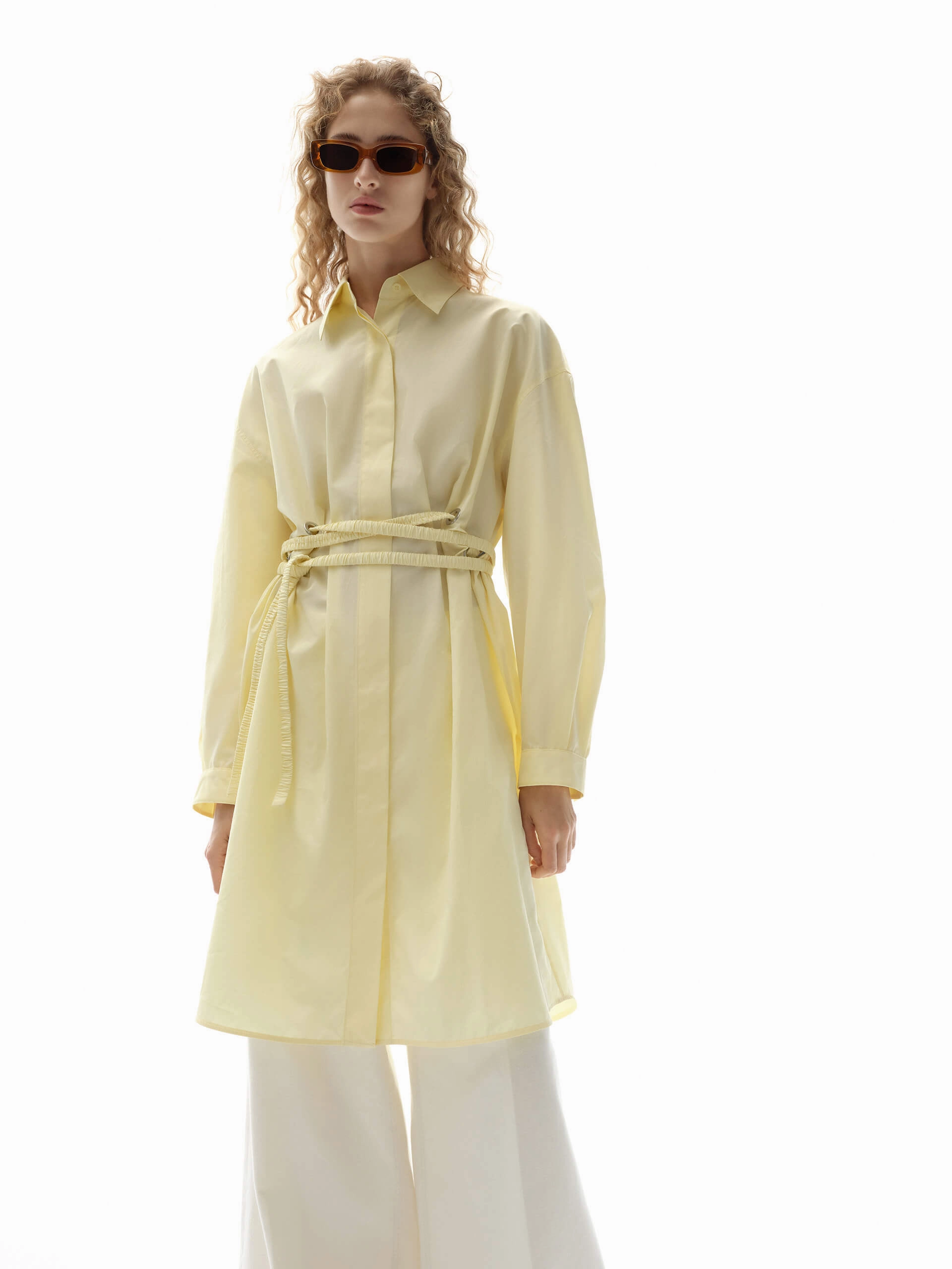 Basic Warm City Friendly Tie Detail Shirt Dress